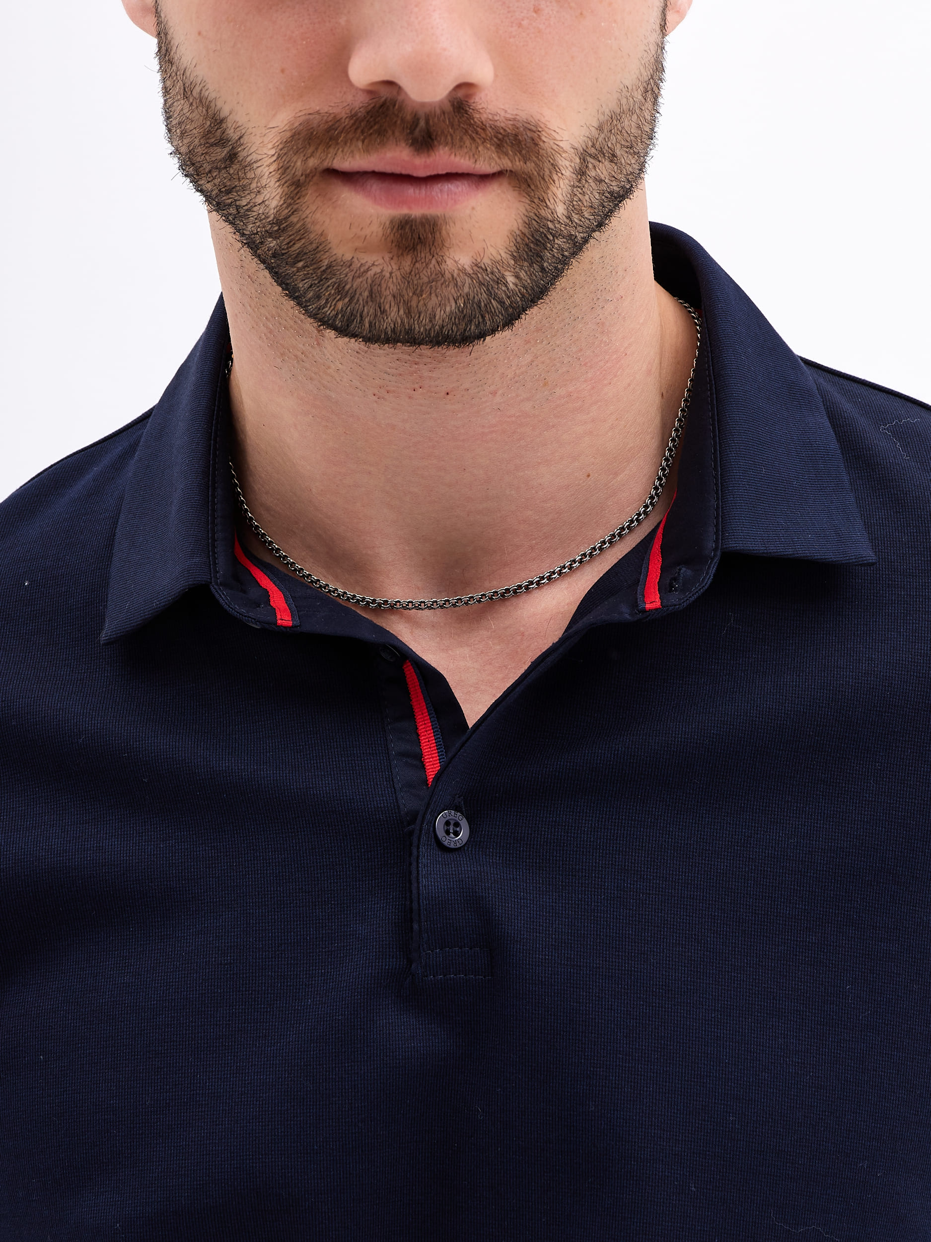 G155-TO1246T-LT1634 (синий) Джемпер мужской с воротником поло