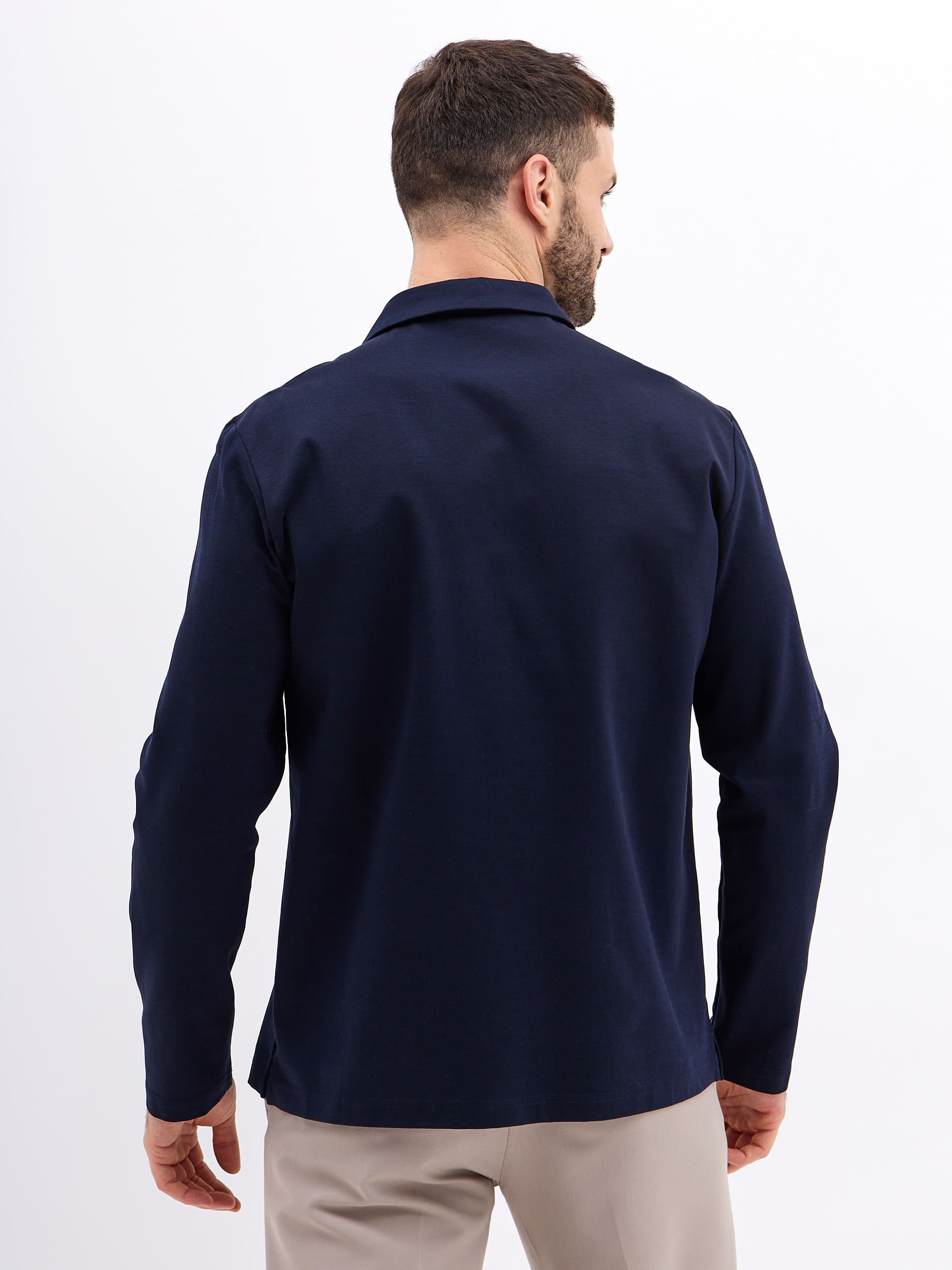 G155-TO1246T-LT1634 (синий) Джемпер мужской с воротником поло