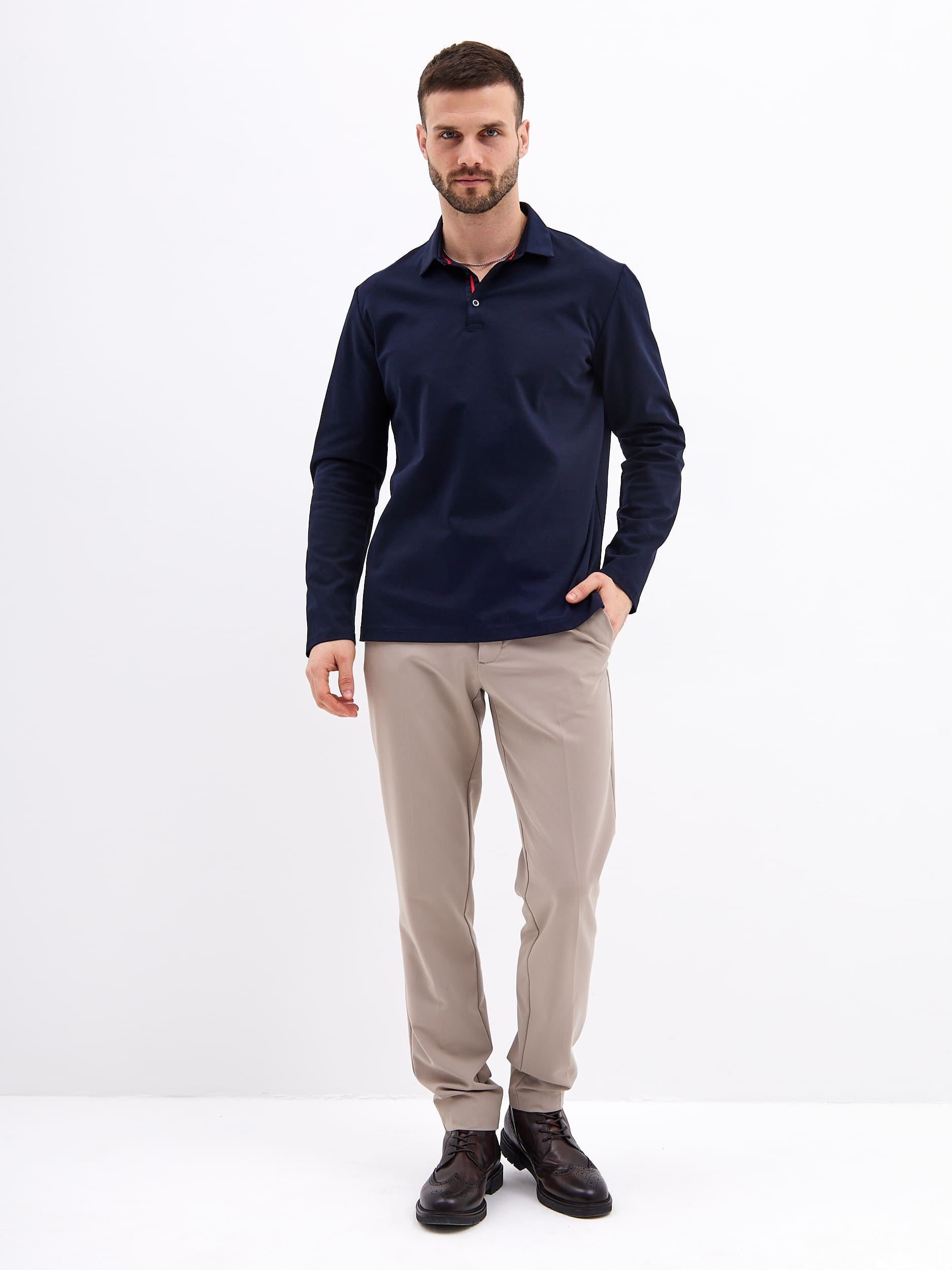 G155-TO1246T-LT1634 (синий) Джемпер мужской с воротником поло