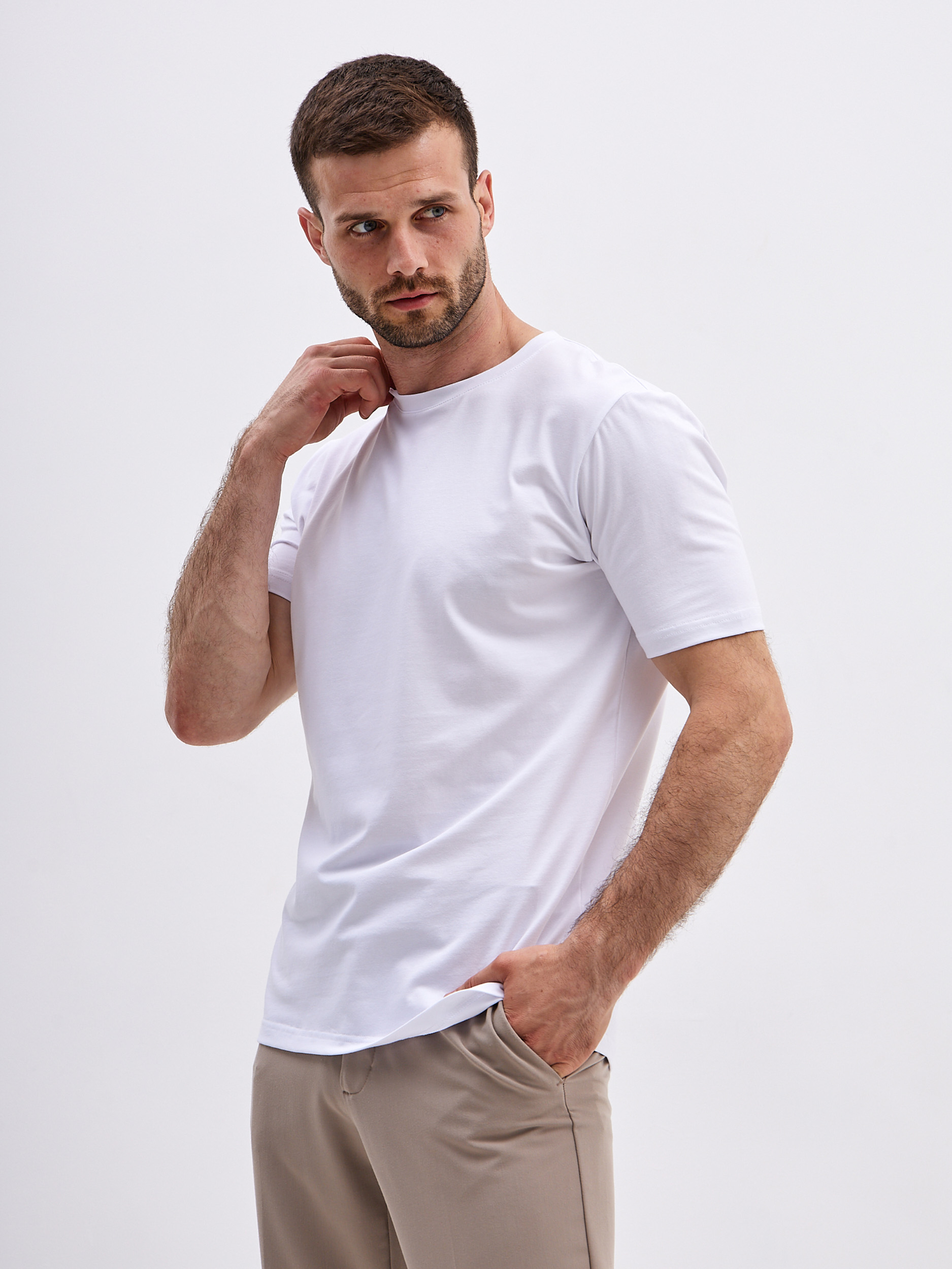 G145-KO-HJ-10002-N (белый) Футболка мужская короткий рукав