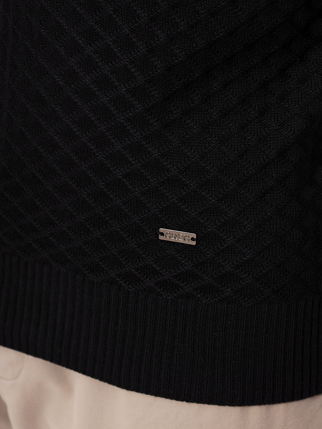 G128-12-ромб F (черный) Джемпер мужской с воротником поло