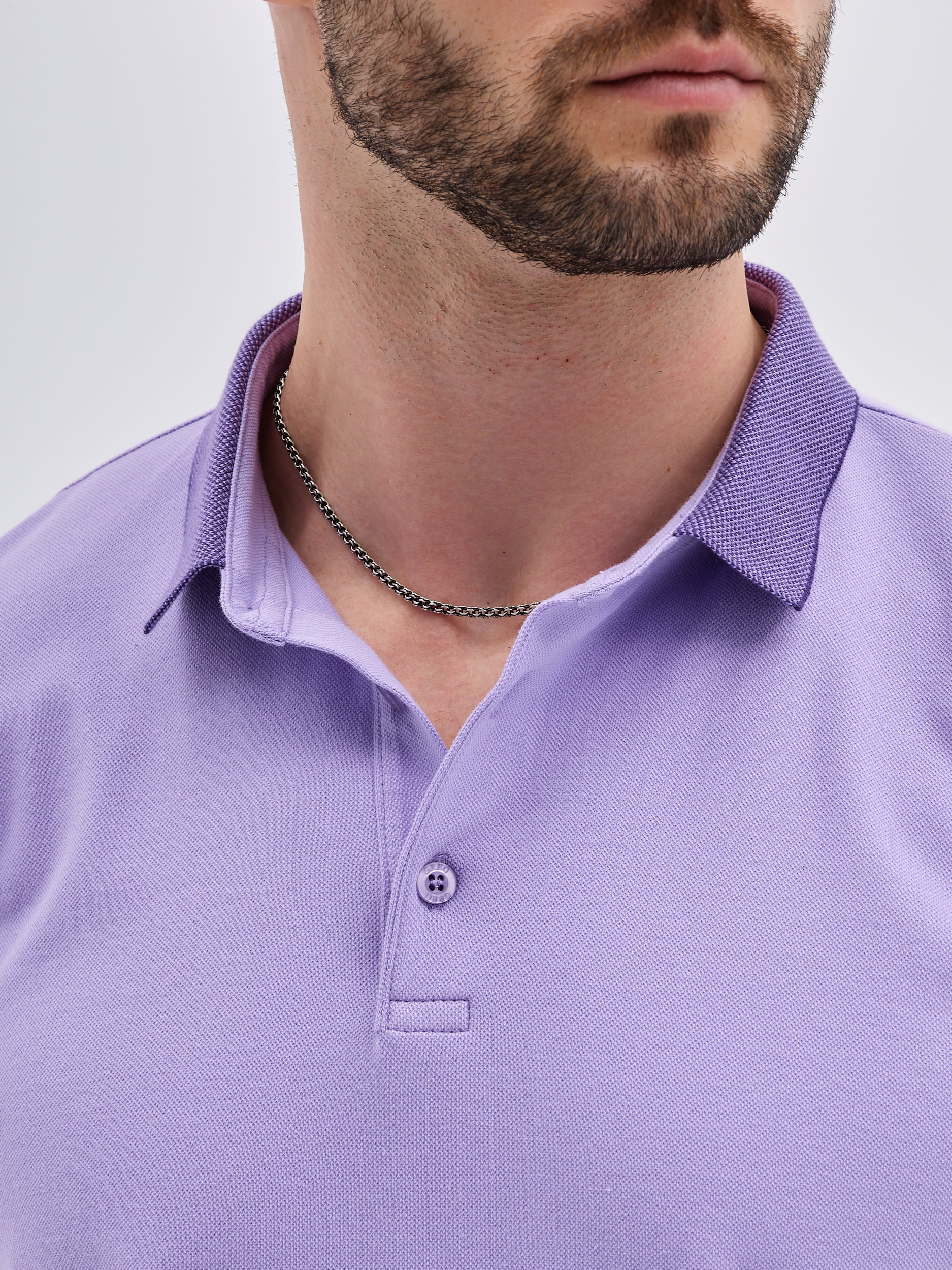 G144V-PO34T-SA1051 (сиреневый) Джемпер мужской с воротником поло короткий рукав