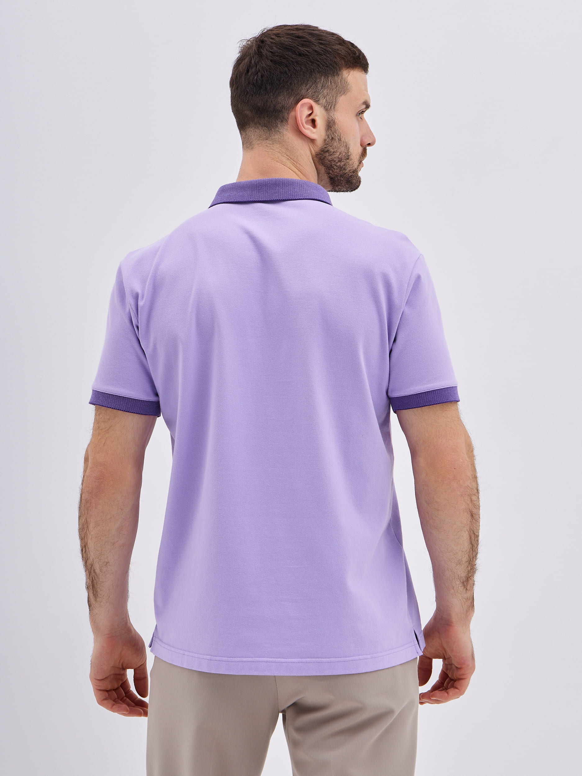 G144V-PO34T-SA1051 (сиреневый) Джемпер мужской с воротником поло короткий рукав