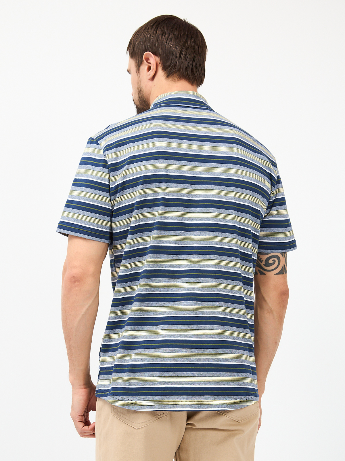 G143-KD1246T-HS050 (сине-зел. полоска) Рубашка трикотажная мужская короткий рукав