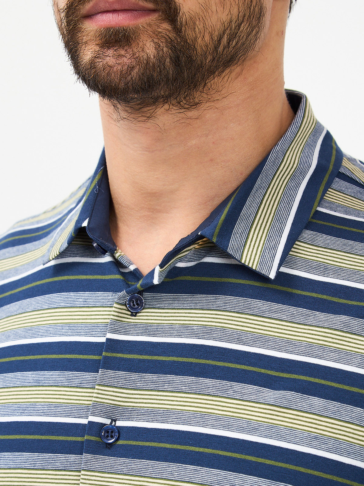 G143-KD1246T-HS050 (сине-зел. полоска) Рубашка трикотажная мужская короткий рукав