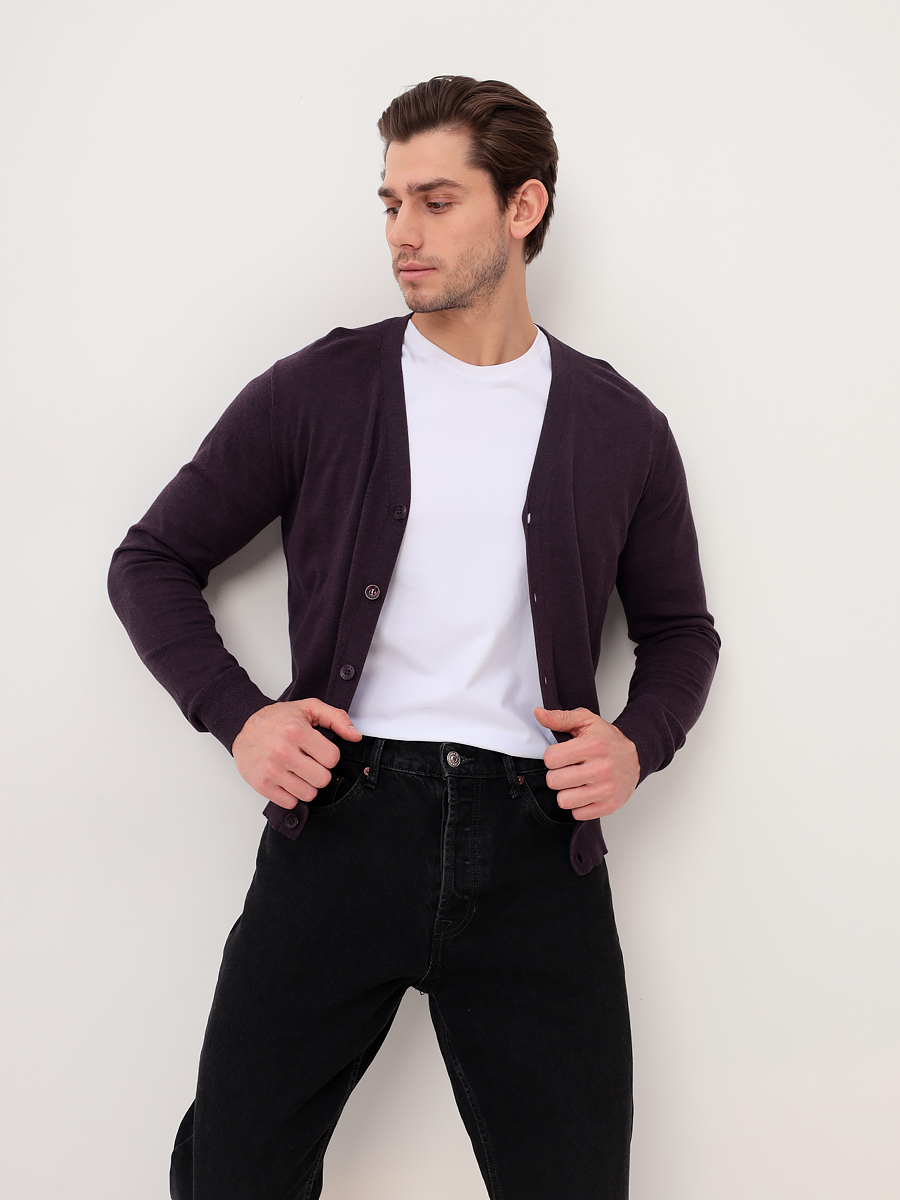 G135-AC147 (фиолет м.) Кардиган мужской