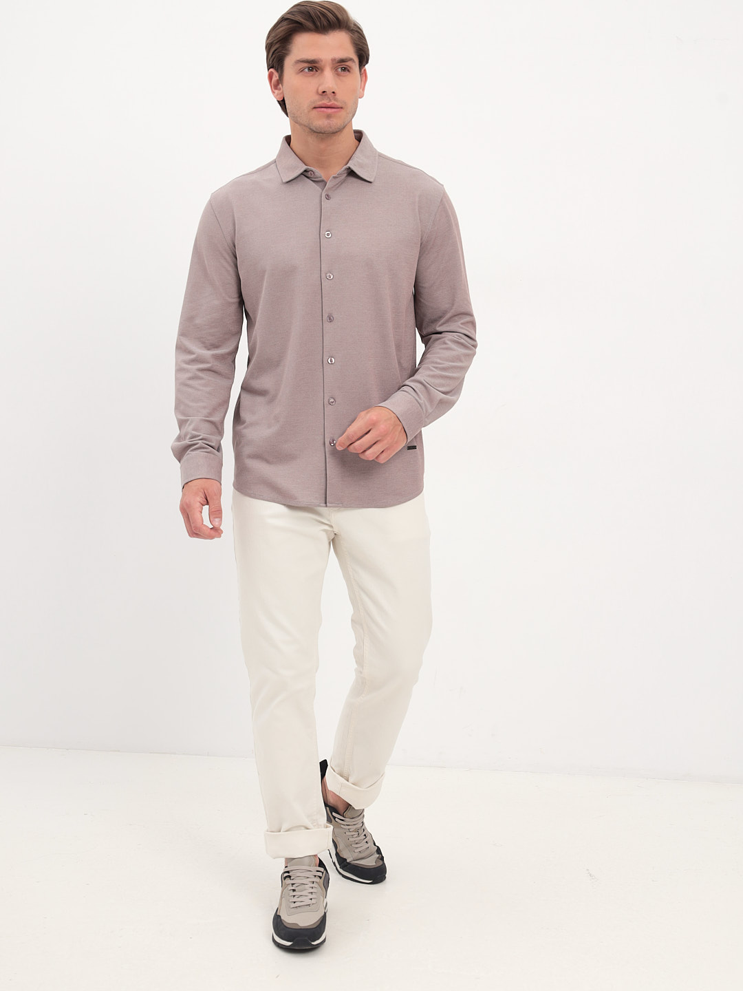 G148-RH03-29 (т.бежевый) Батник мужской трикотажный