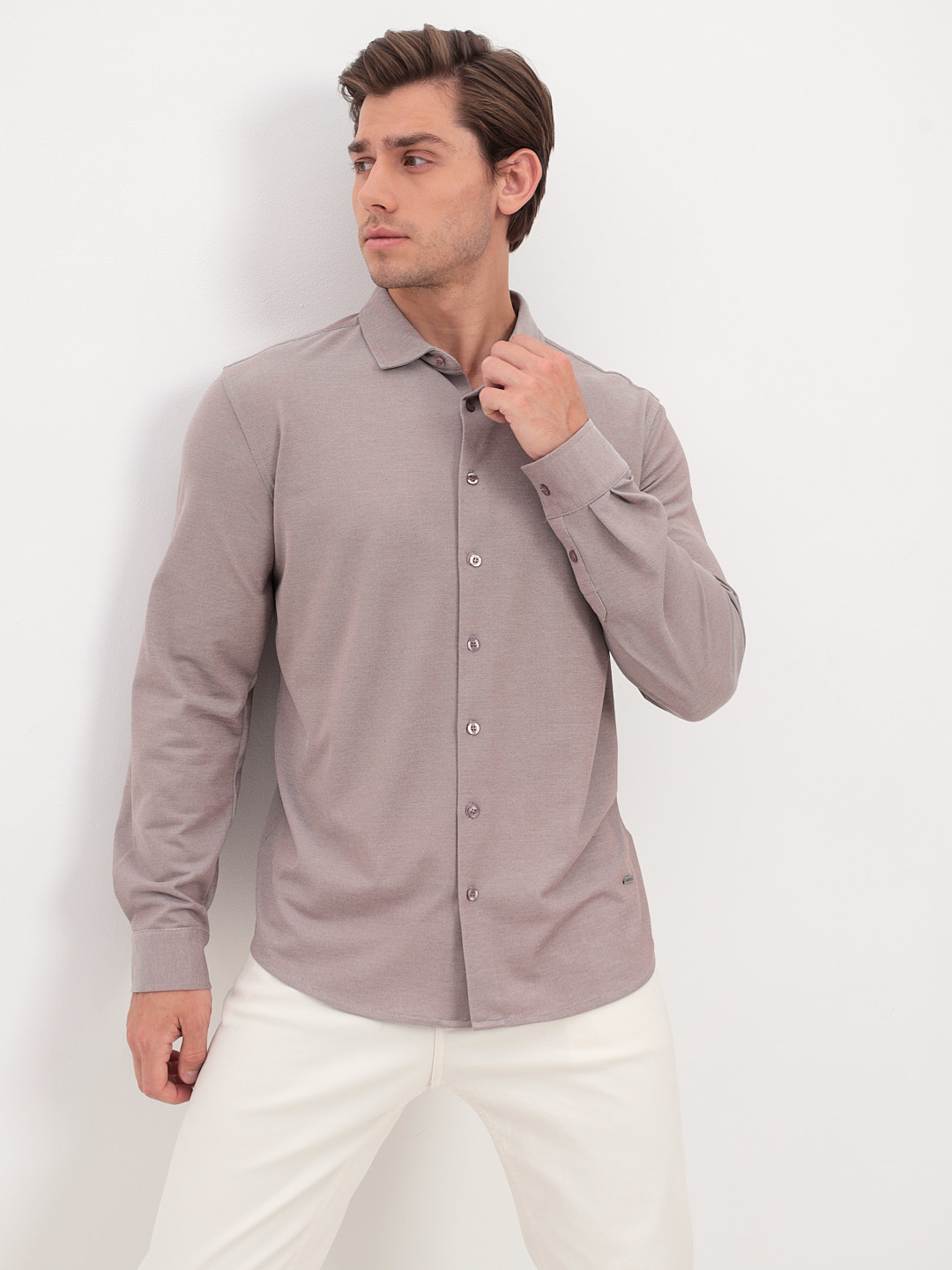 G148-RH03-29 (т.бежевый) Батник мужской трикотажный