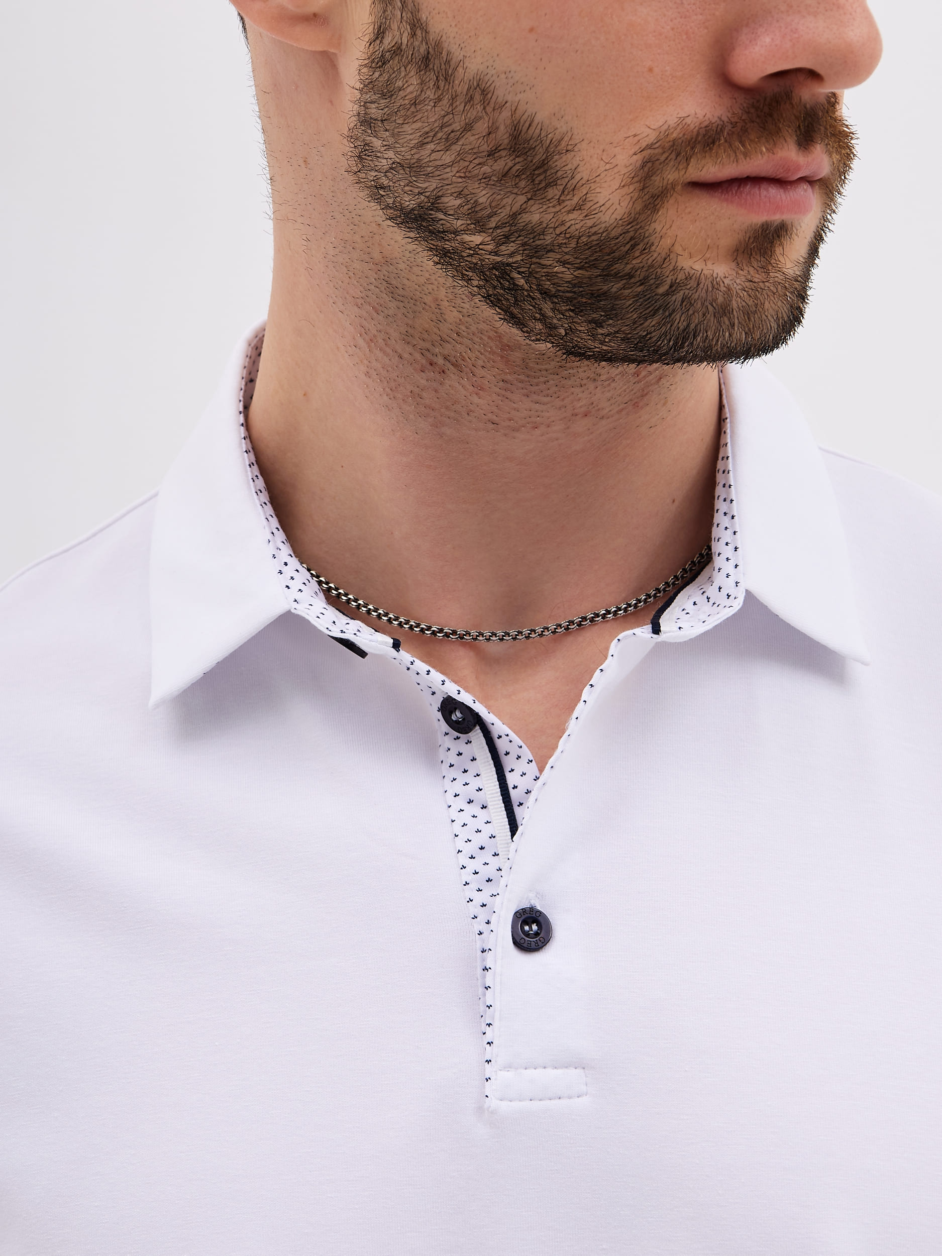 G144-KO1246T-SAS500-2 (белый) Джемпер мужской с воротником поло короткий рукав