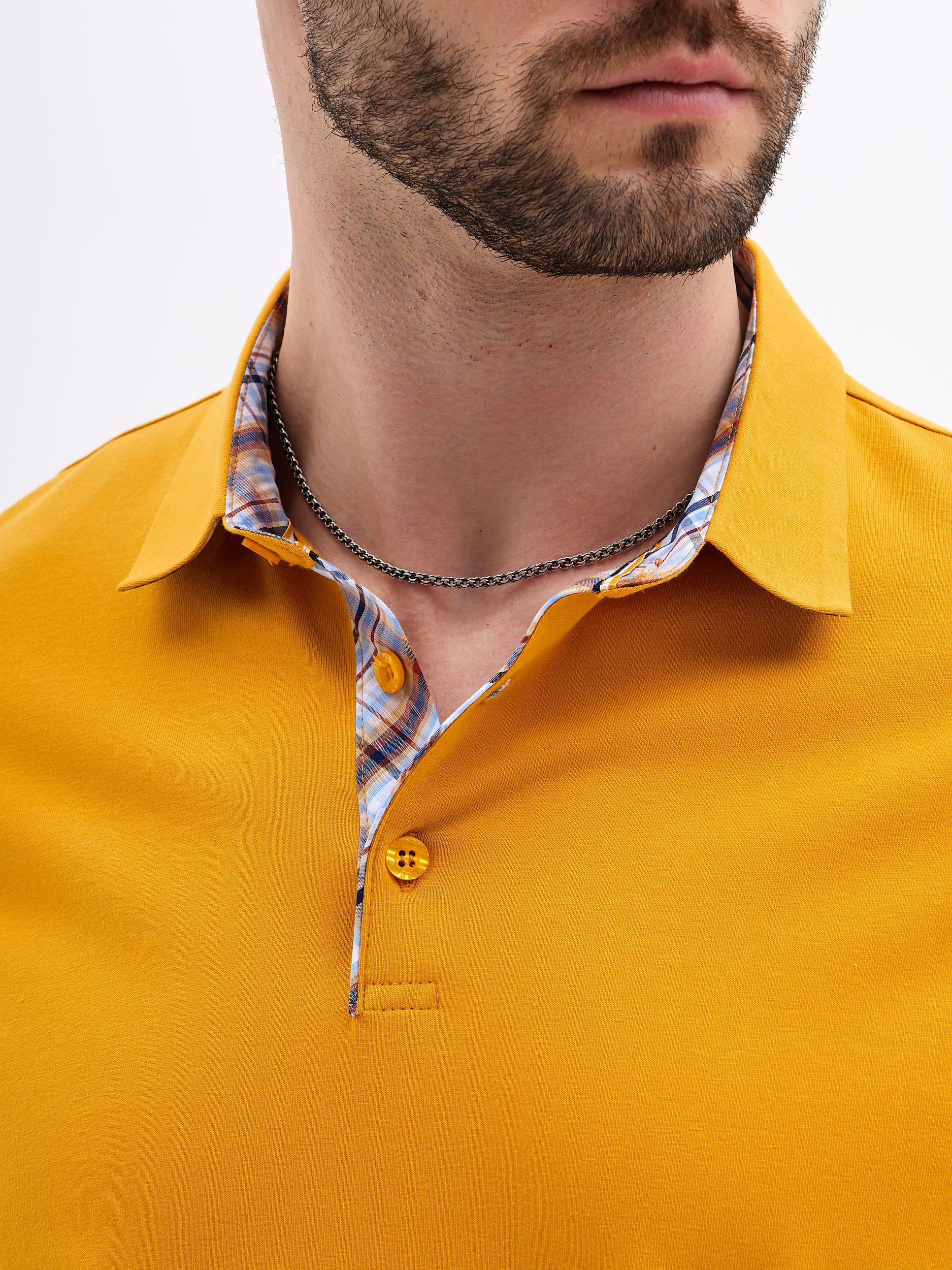 G144-KO1246T-SAS5122 (т.желтый) Джемпер мужской с воротником поло короткий рукав