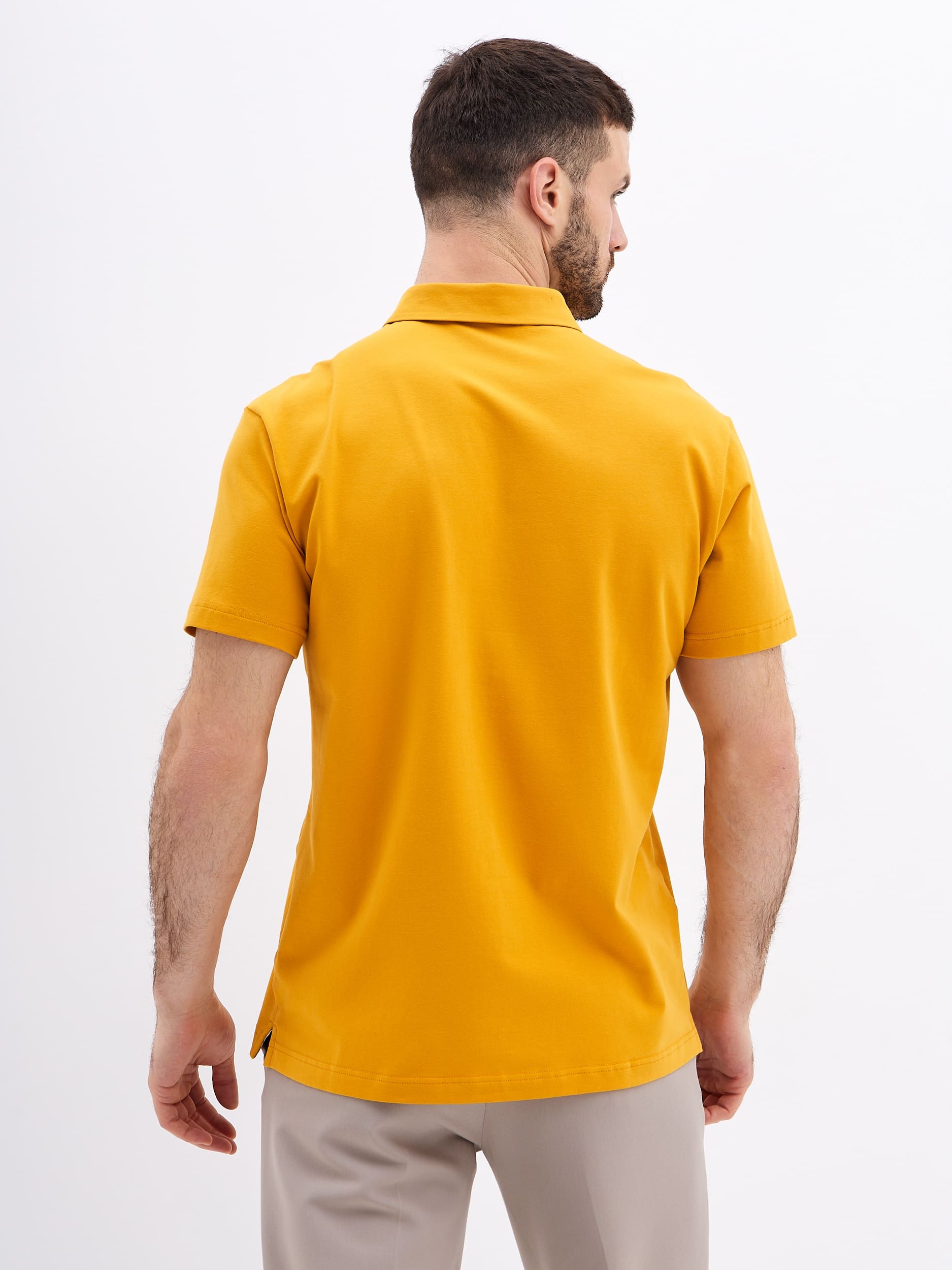G144-KO1246T-SAS5122 (т.желтый) Джемпер мужской с воротником поло короткий рукав