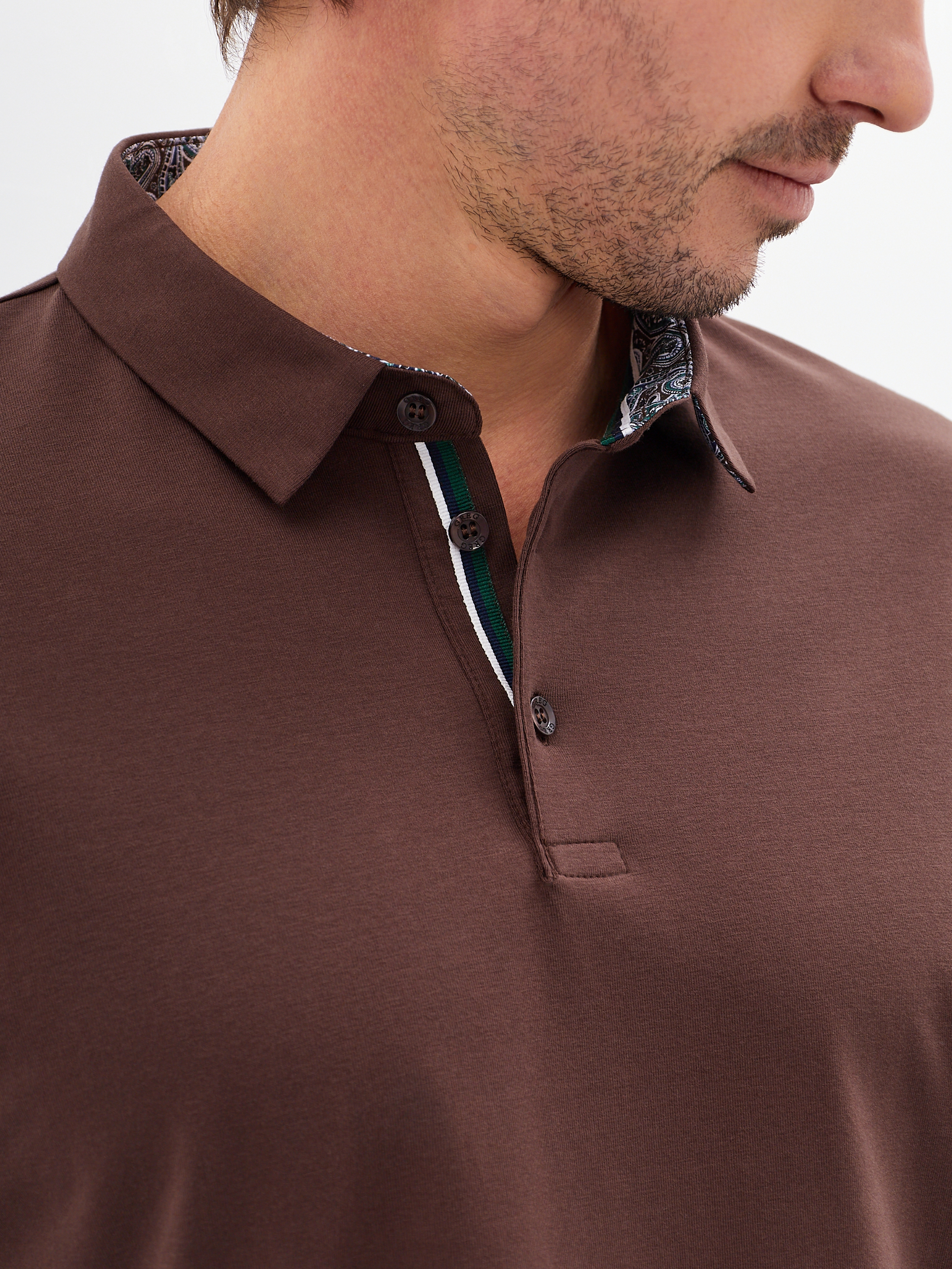 G144-KO-HJ-70027-1246T (коричневый) Джемпер мужской с воротником поло короткий рукав