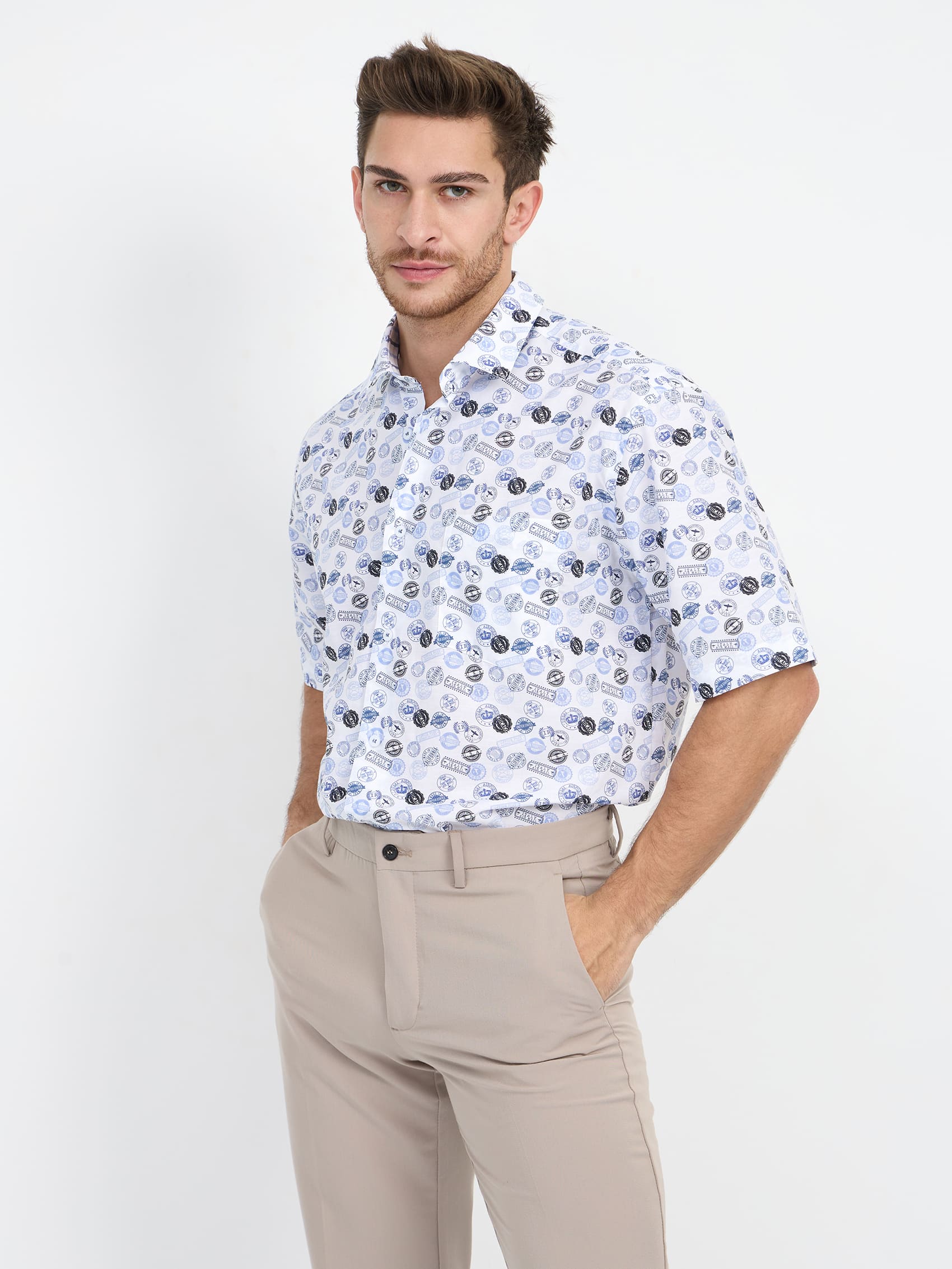 123/207/0300/С/1p Сорочка мужская короткий рукав