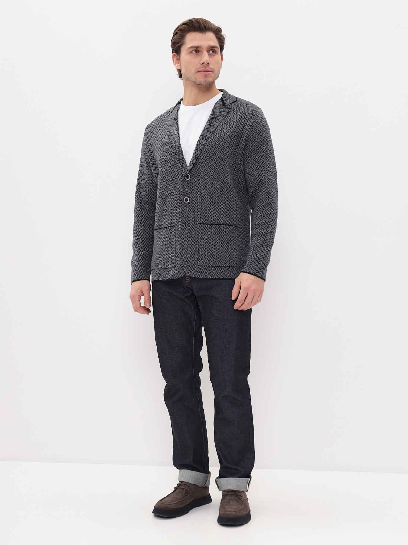 G136-KF-слэш (серо-синий 355/060) Кардиган мужской