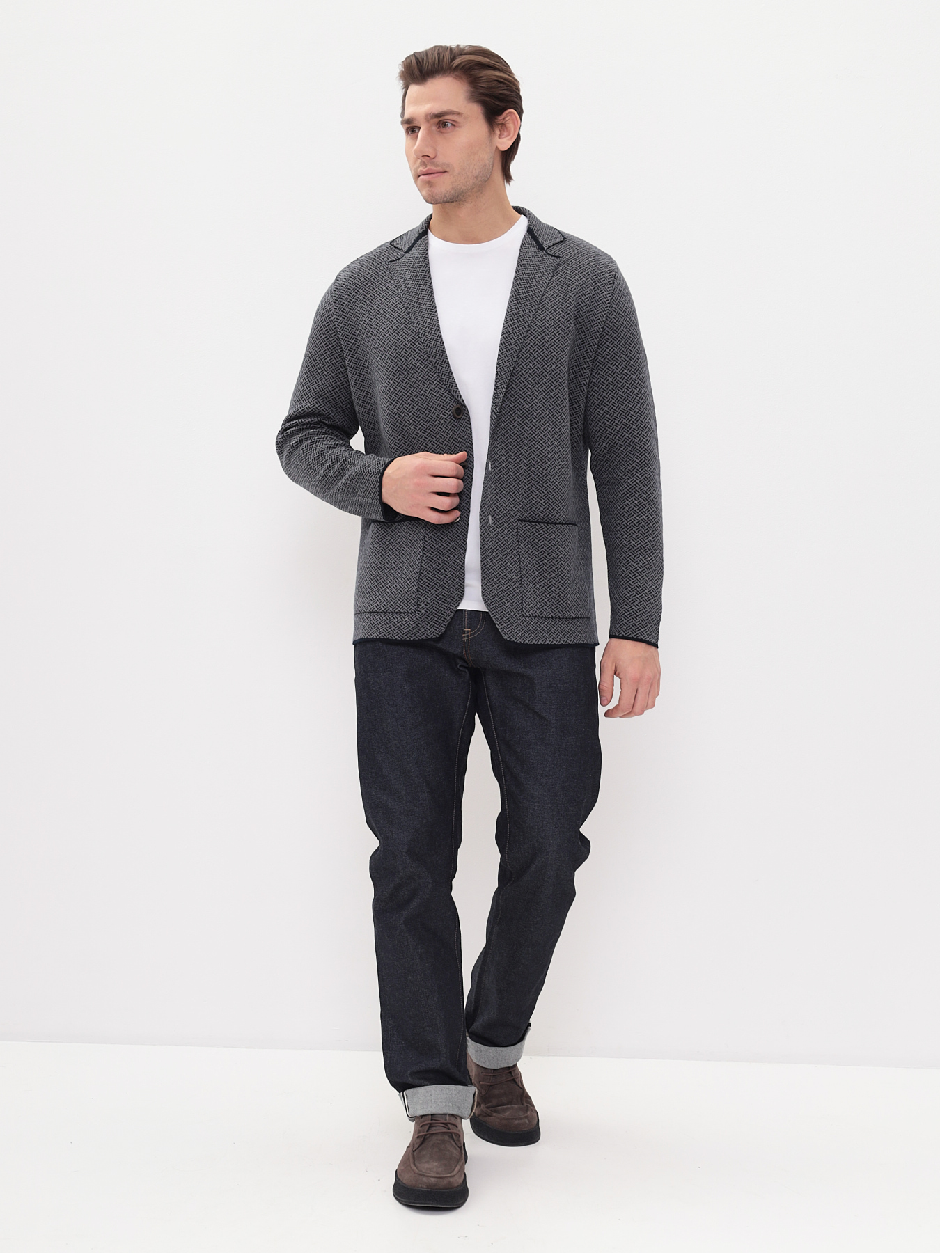 G136-KF-слэш (серо-синий 355/060) Кардиган мужской