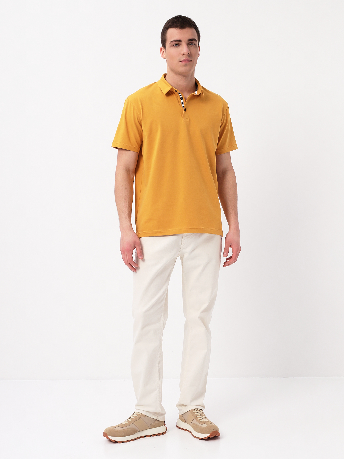 G144-KO124T-SAS5122 (т.желтый) Джемпер мужской с воротником поло короткий рукав