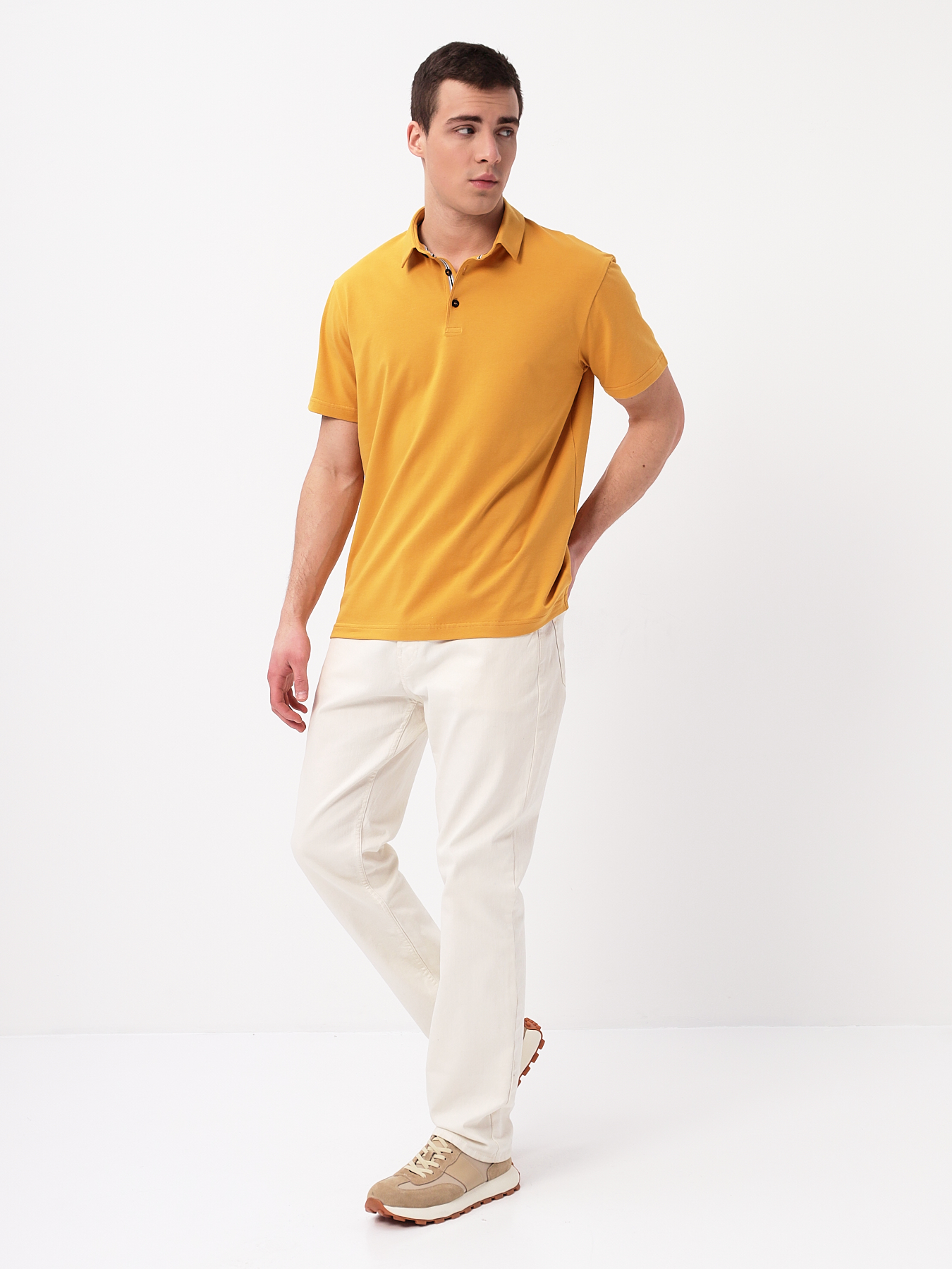 G144-KO124T-SAS5122 (т.желтый) Джемпер мужской с воротником поло короткий рукав