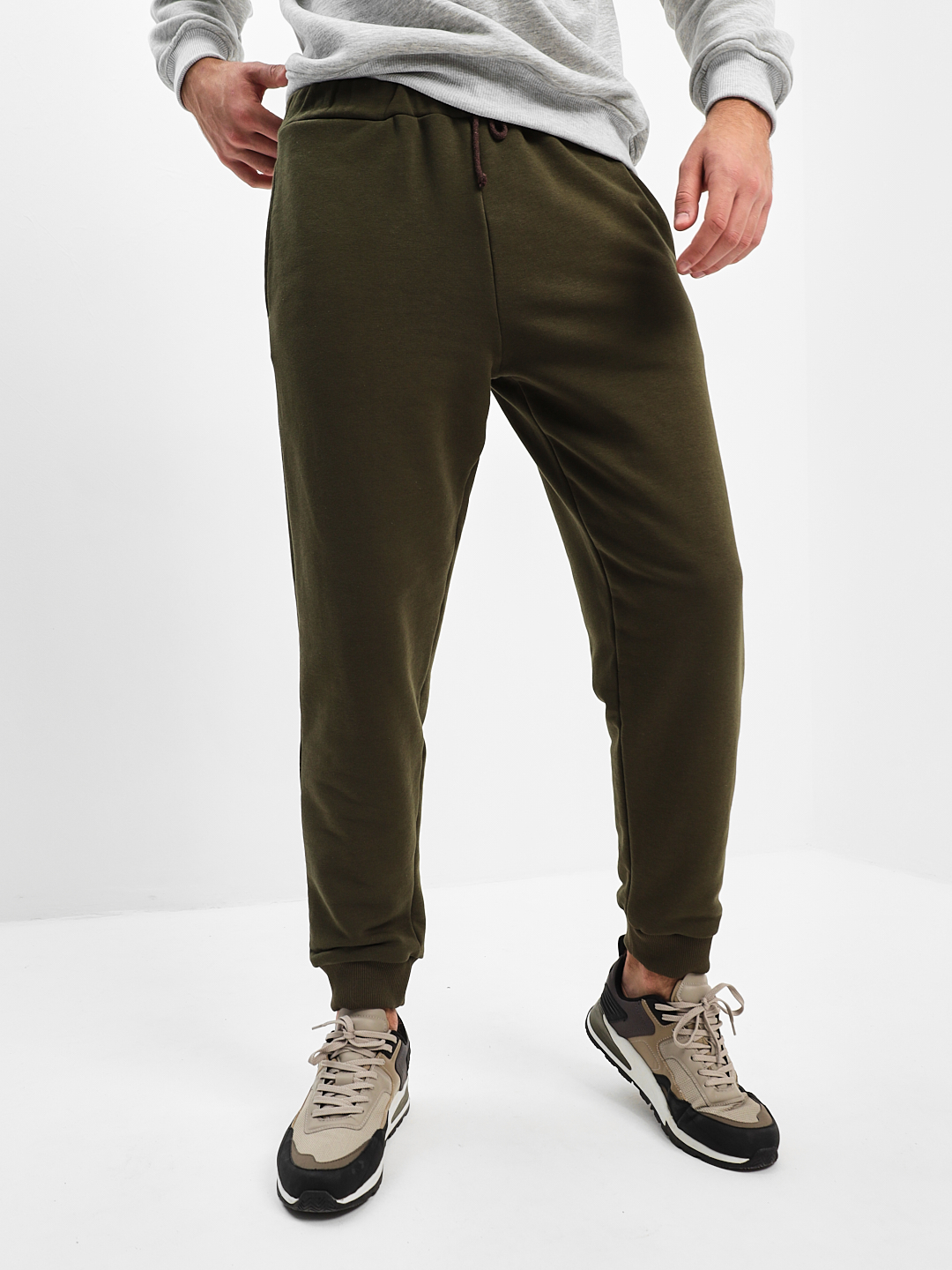 G-TRK-OZ03-002K-хаки Брюки мужские трикотажные