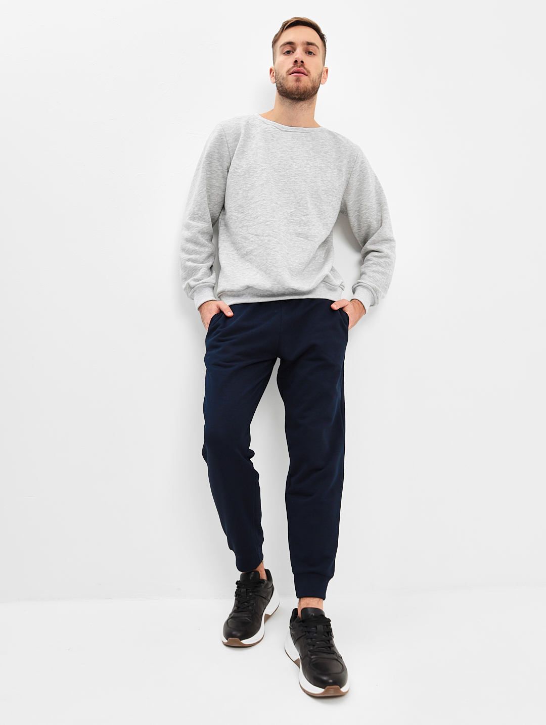 G-TRK-UT03-002K-черно-синий Брюки мужские трикотажные