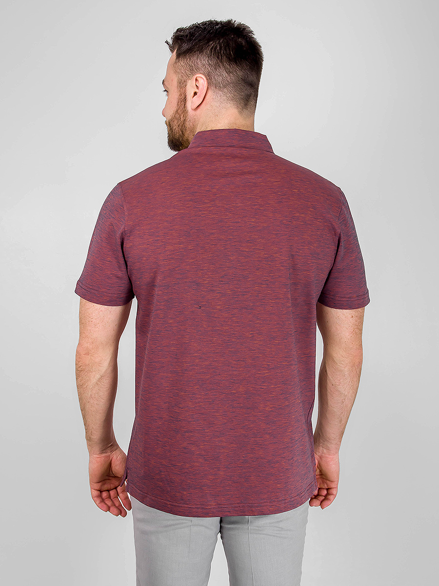 G144-TG9873-3 (синий оранж) Джемпер мужской с воротником поло короткий рукав