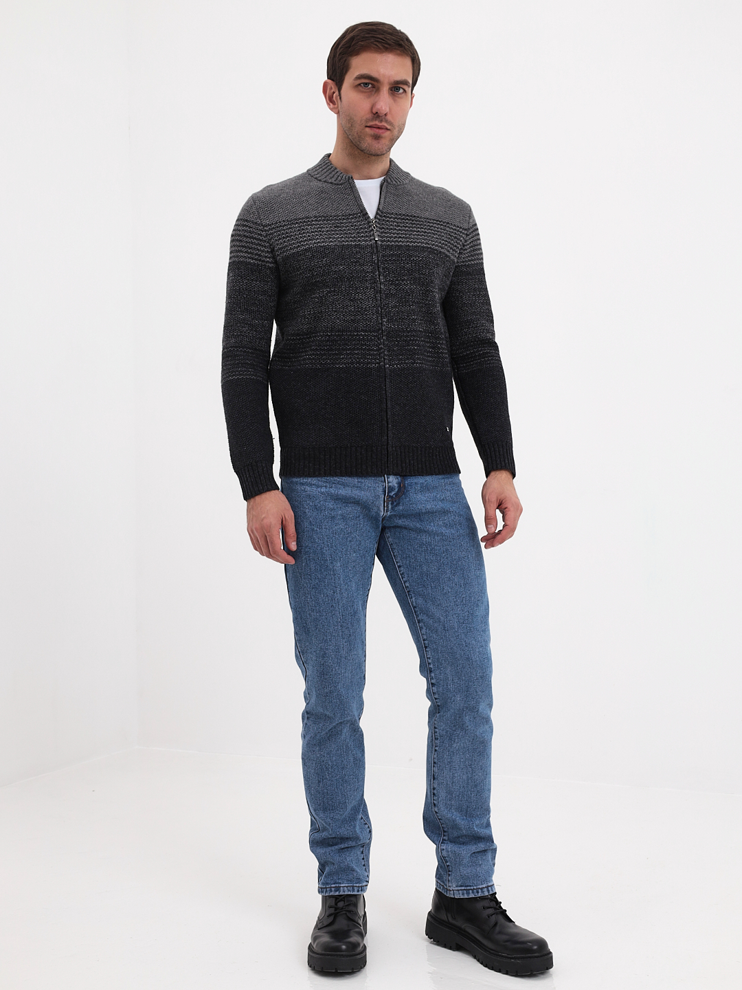 G139-полосы D3 (серый) Жакет мужской