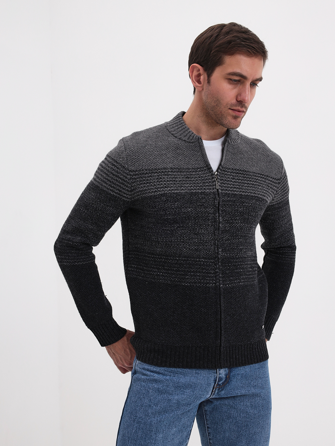 G139-полосы D3 (серый) Жакет мужской