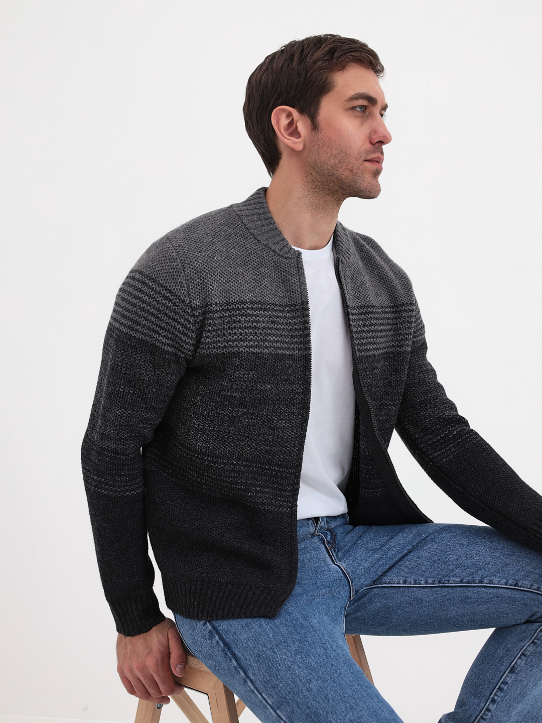 G139-полосы D3 (серый) Жакет мужской