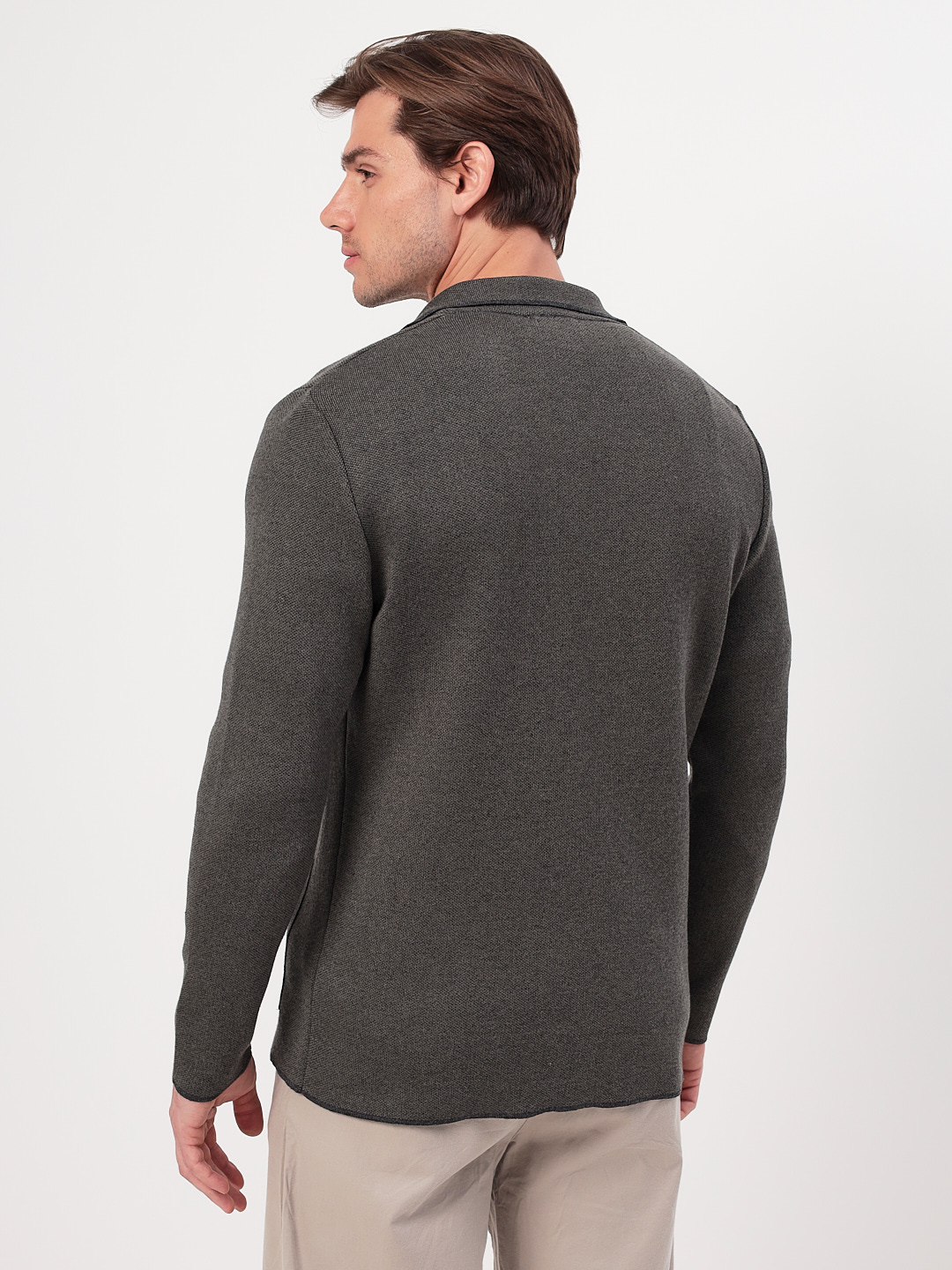 G136-KF-жаккард (хаки 435) Кардиган мужской