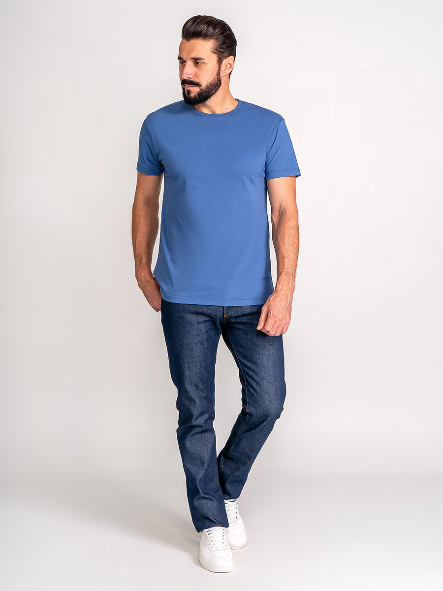 G145-RD-6035 (джинс) Футболка мужская короткий рукав