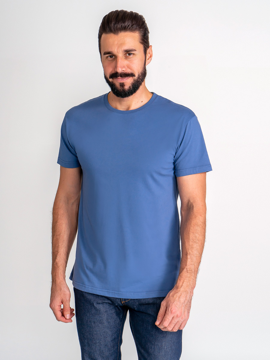 G145-RD-6035 (джинс) Футболка мужская короткий рукав