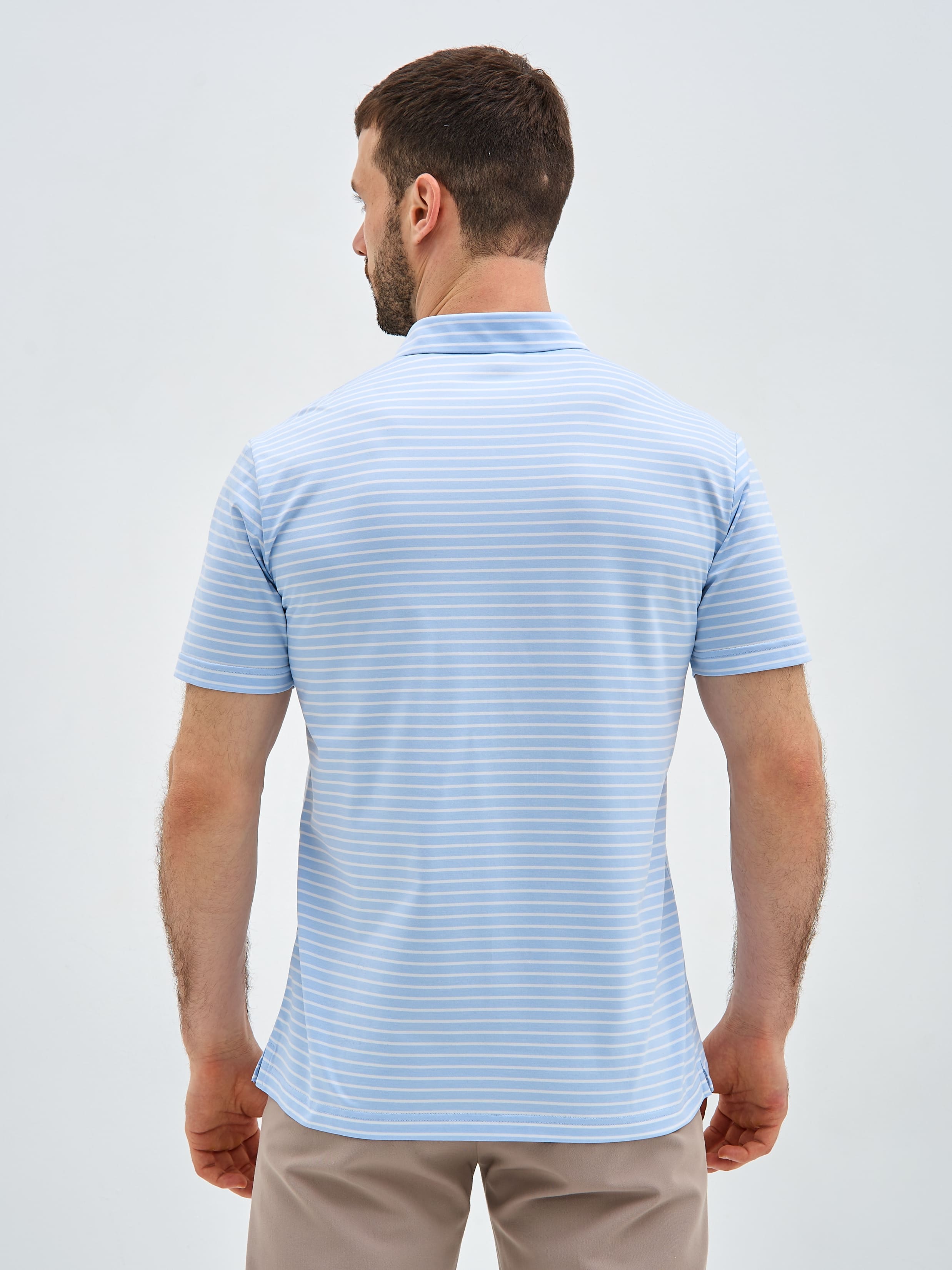 G144-PD1246T-LT0110 (голубой) Джемпер мужской с воротником поло короткий рукав