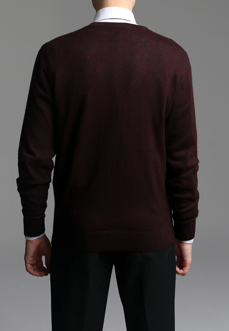 G135-DA49 бордо/черный Кардиган мужской