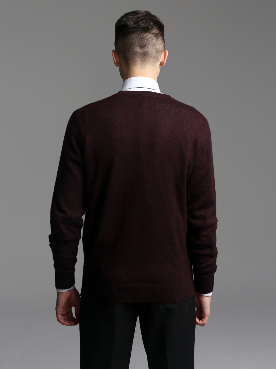 G135-DA49 бордо/черный Кардиган мужской