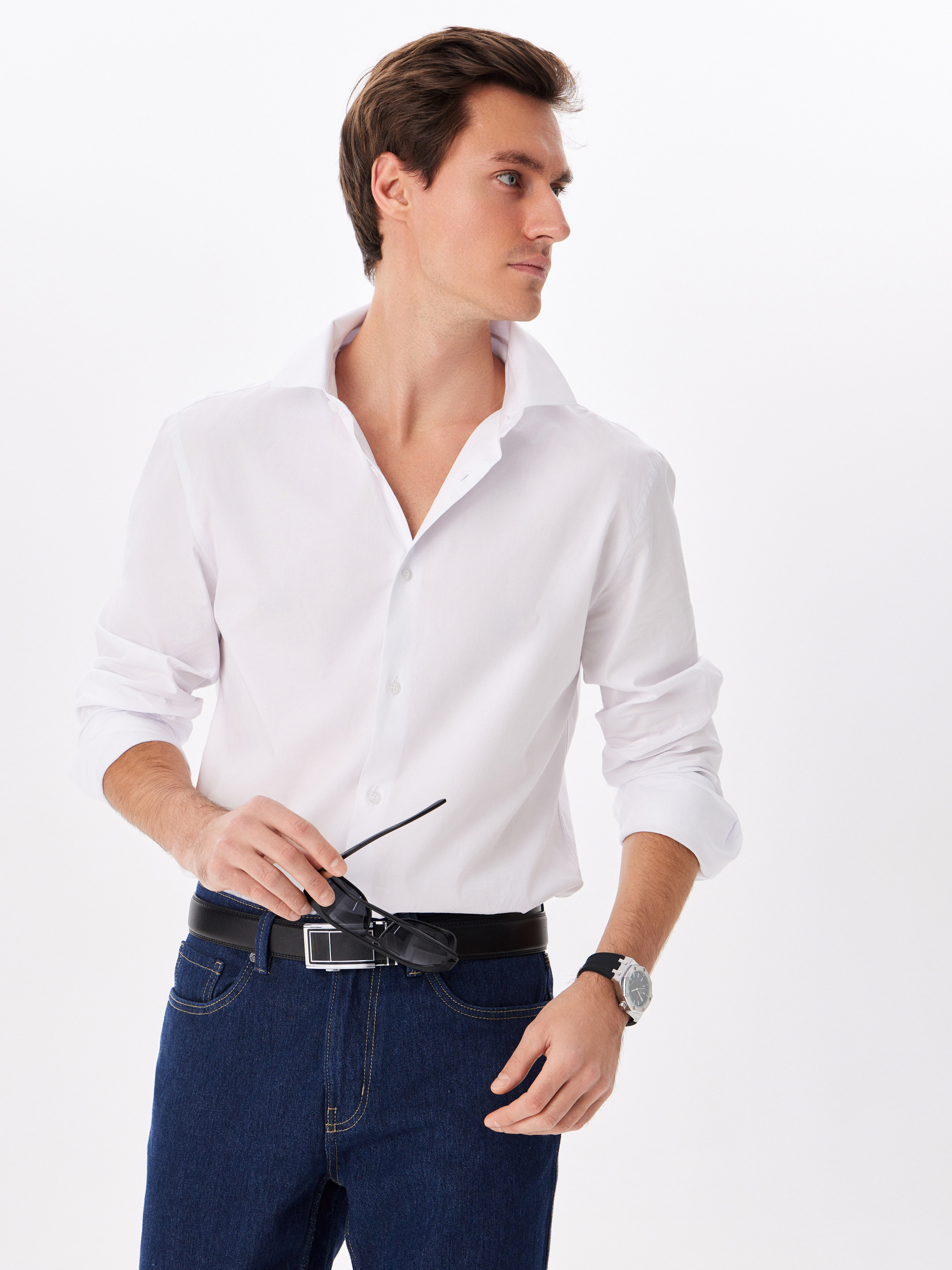 100/237/WH/ZVN STRETCH Сорочка мужская длинный рукав