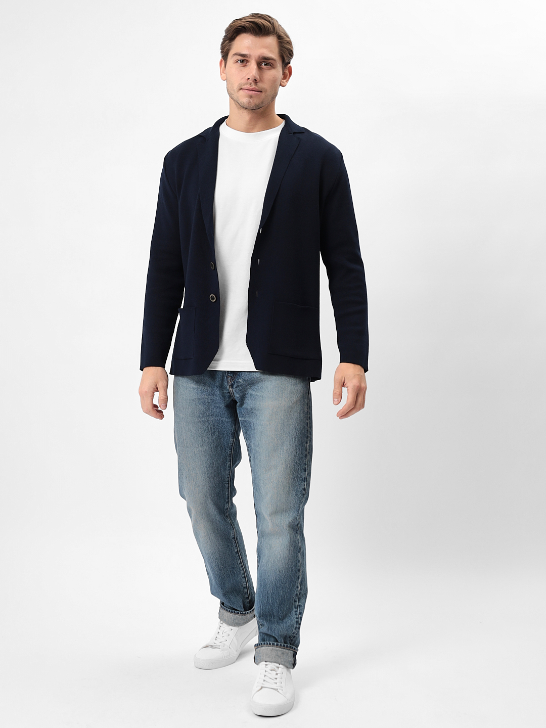 G136-KF-т.синий 060 Кардиган мужской