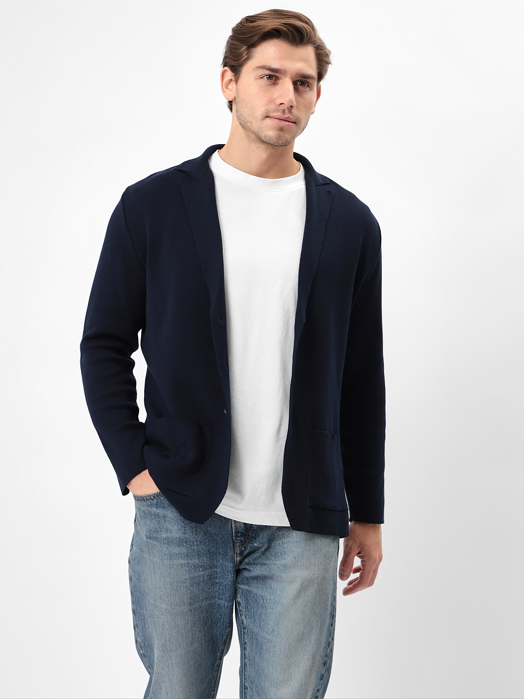 G136-KF-т.синий 060 Кардиган мужской