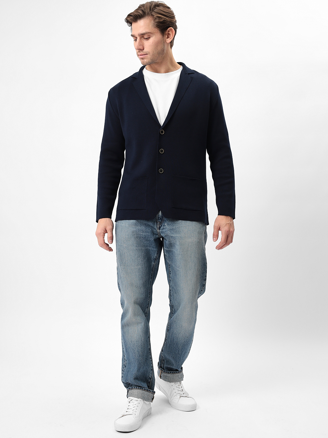 G136-KF-т.синий 060 Кардиган мужской