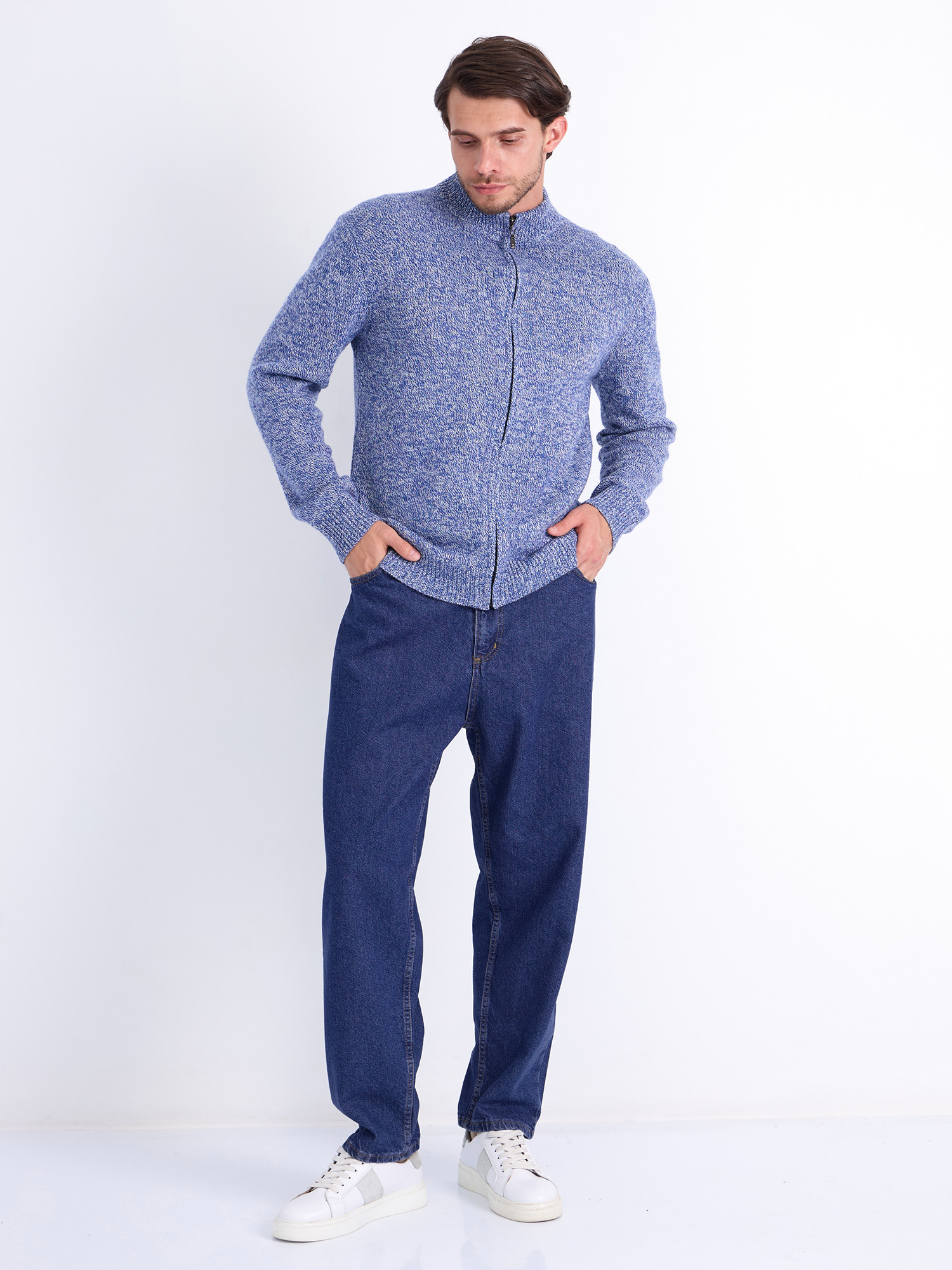 G139-RC01 (голубой меланж) Кардиган мужской