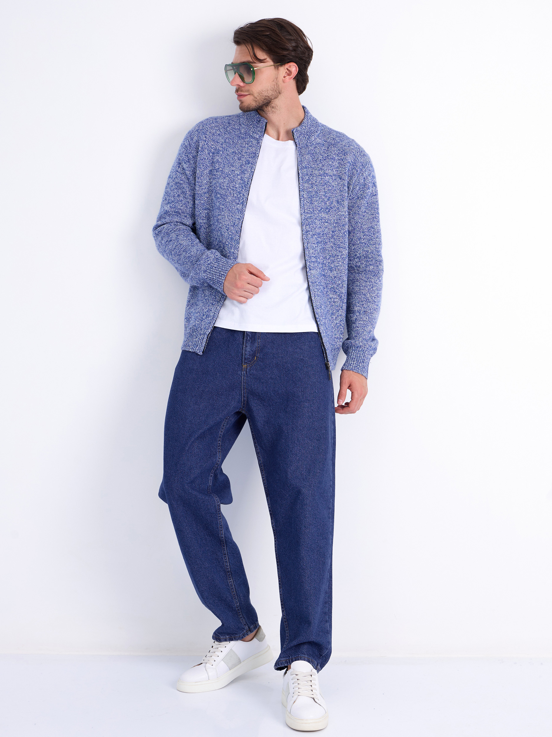 G139-RC01 (голубой меланж) Кардиган мужской