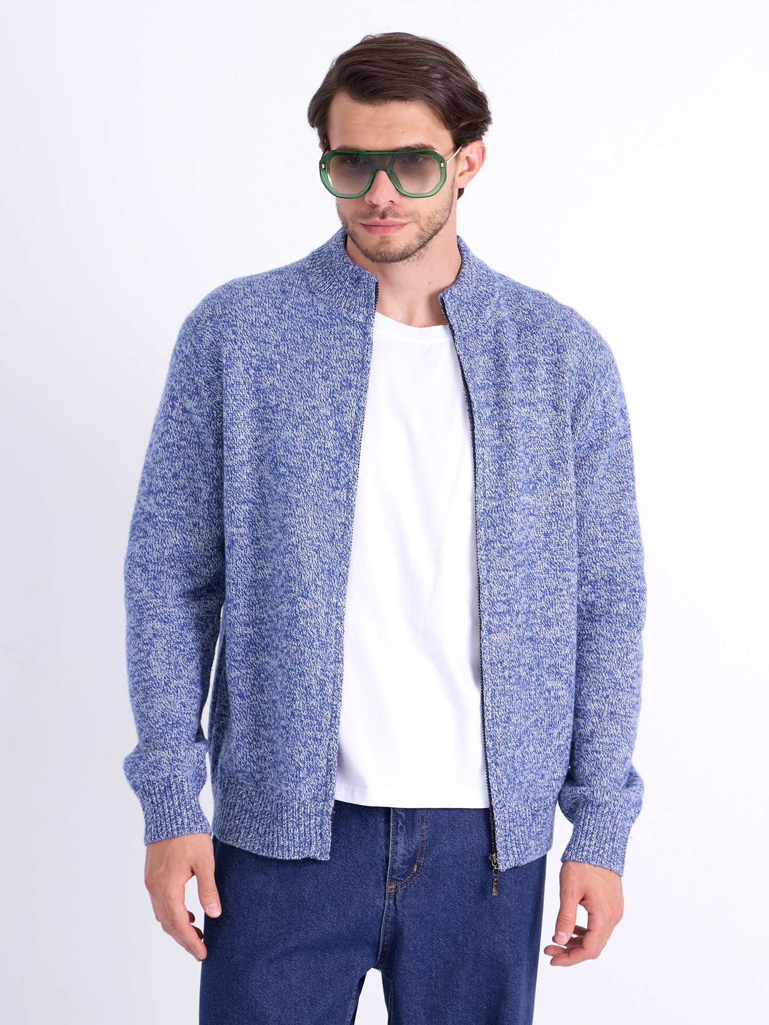 G139-RC01 (голубой меланж) Кардиган мужской