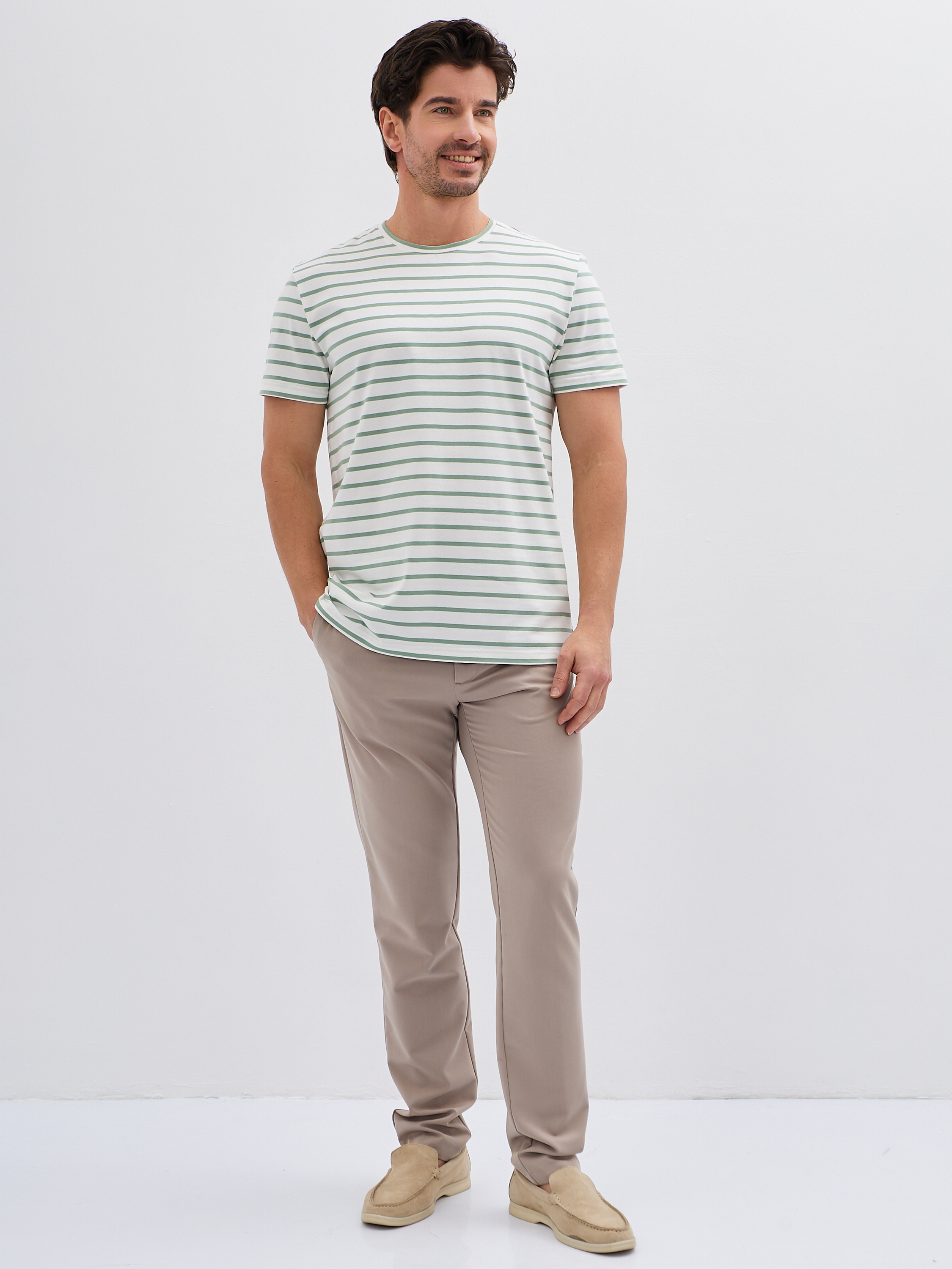 G145-KD-UT-32-4T (зеленая полоска) Футболка мужская короткий рукав