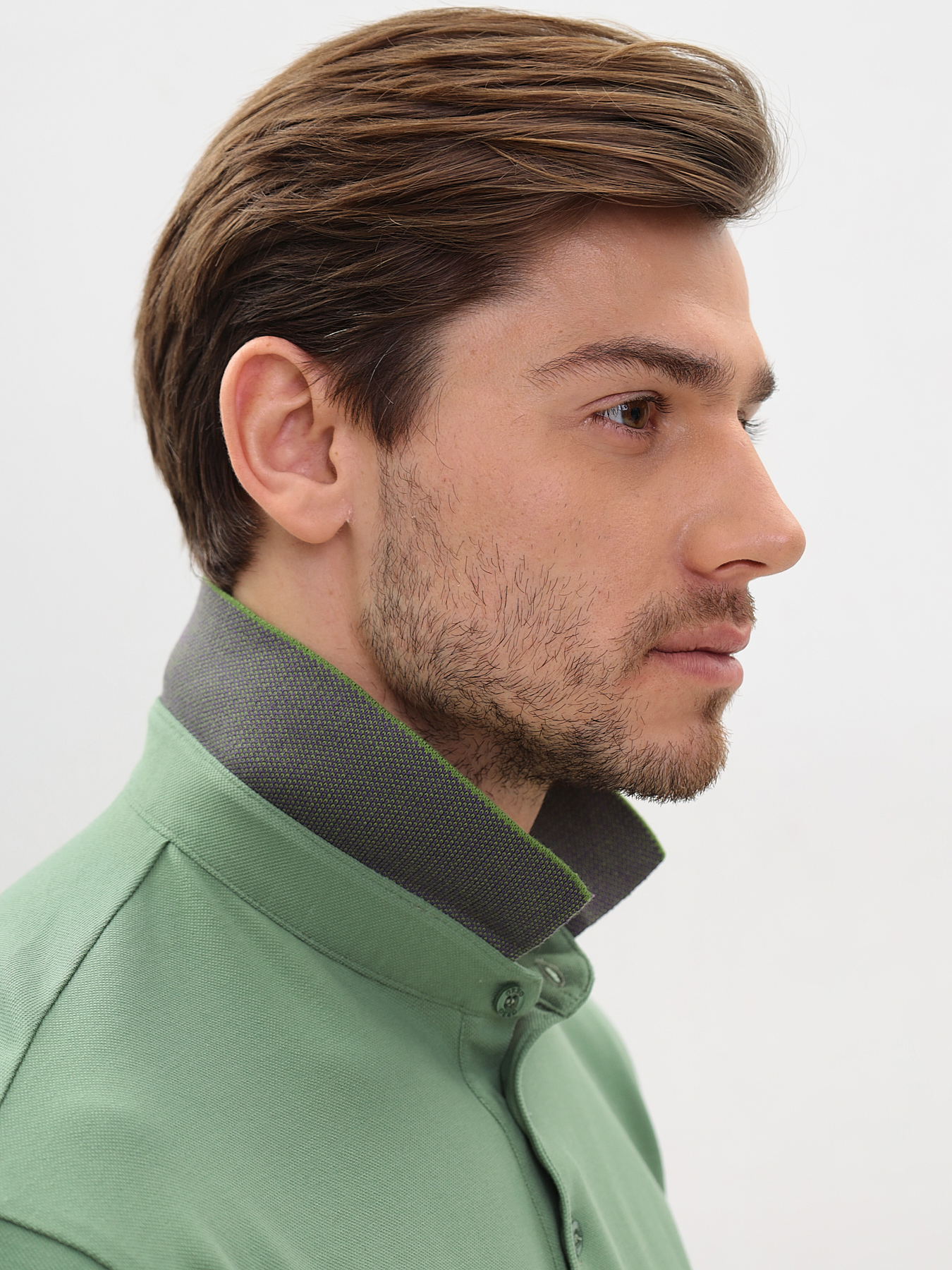 G144V-PO34T-SA2096 (хаки) Джемпер мужской с воротником поло короткий рукав