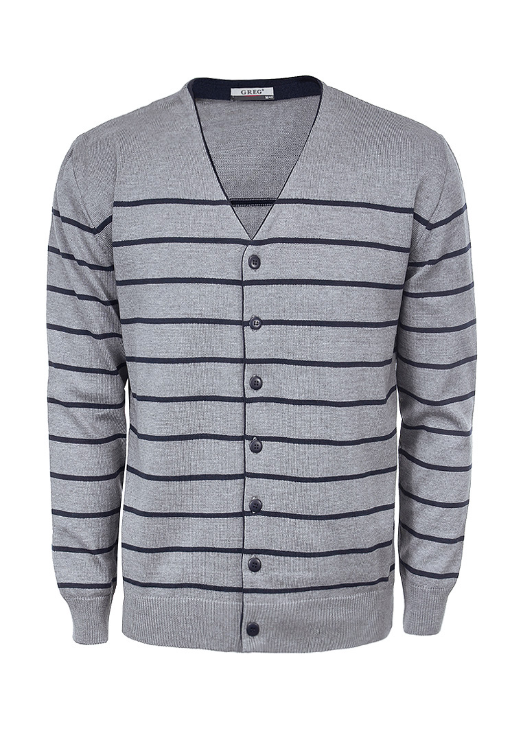 G135-50-полоса (серый) Кардиган мужской