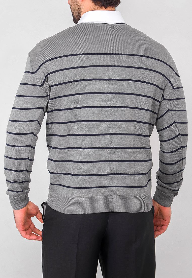 G135-50-полоса (серый) Кардиган мужской