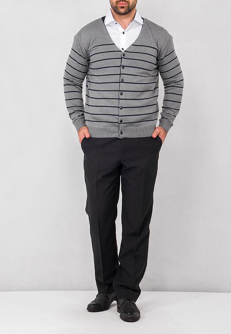 G135-50-полоса (серый) Кардиган мужской