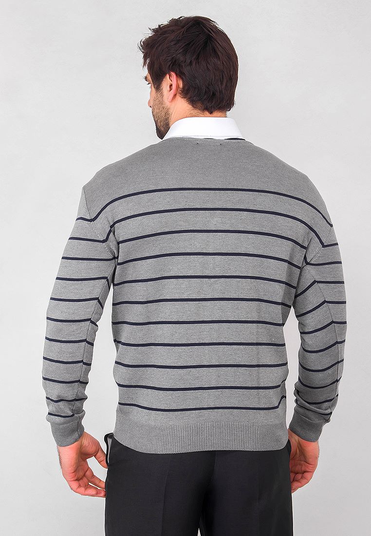 G135-50-полоса (серый) Кардиган мужской