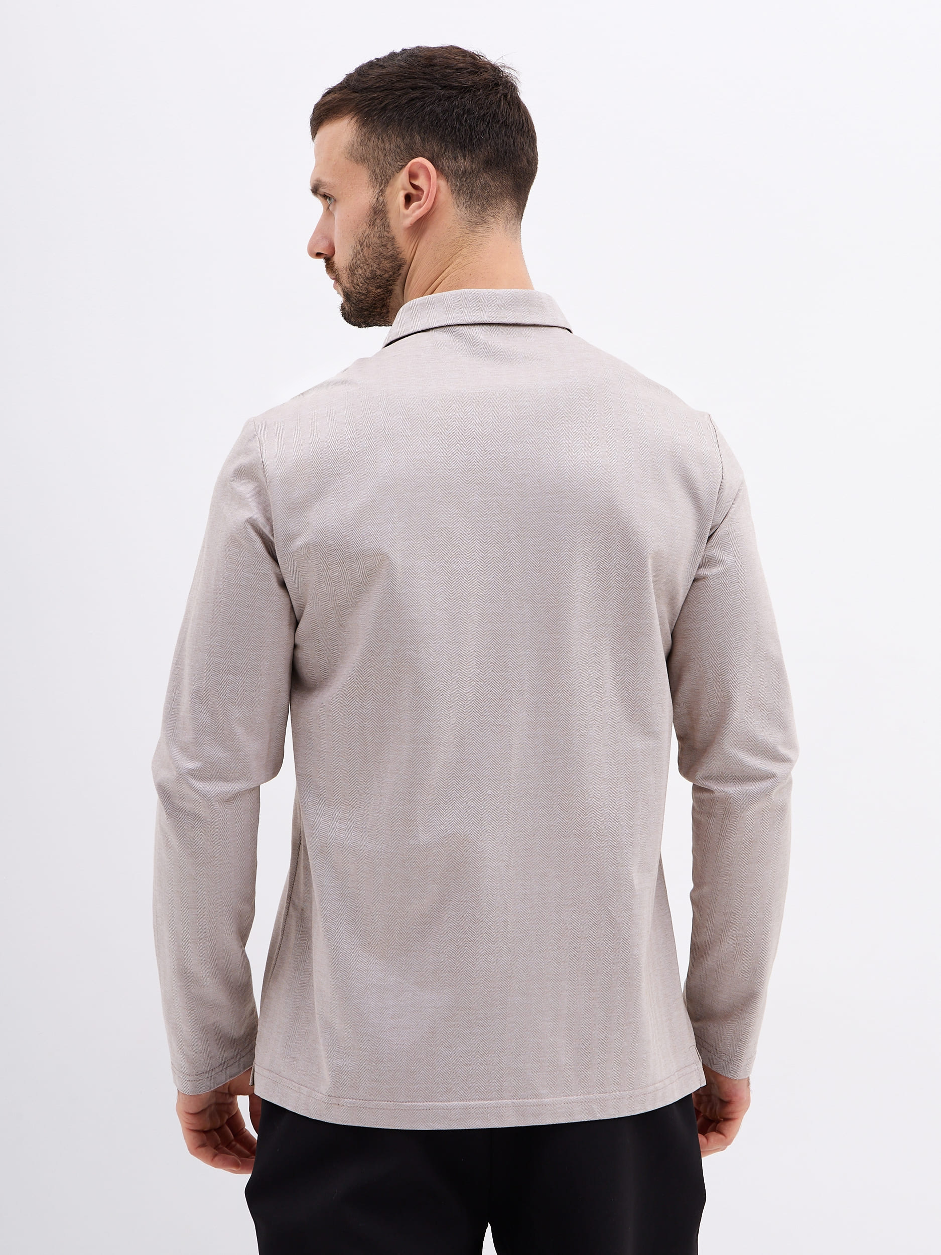 G155-TD1246-LT0414-2 (бежевый) Джемпер мужской с воротником поло