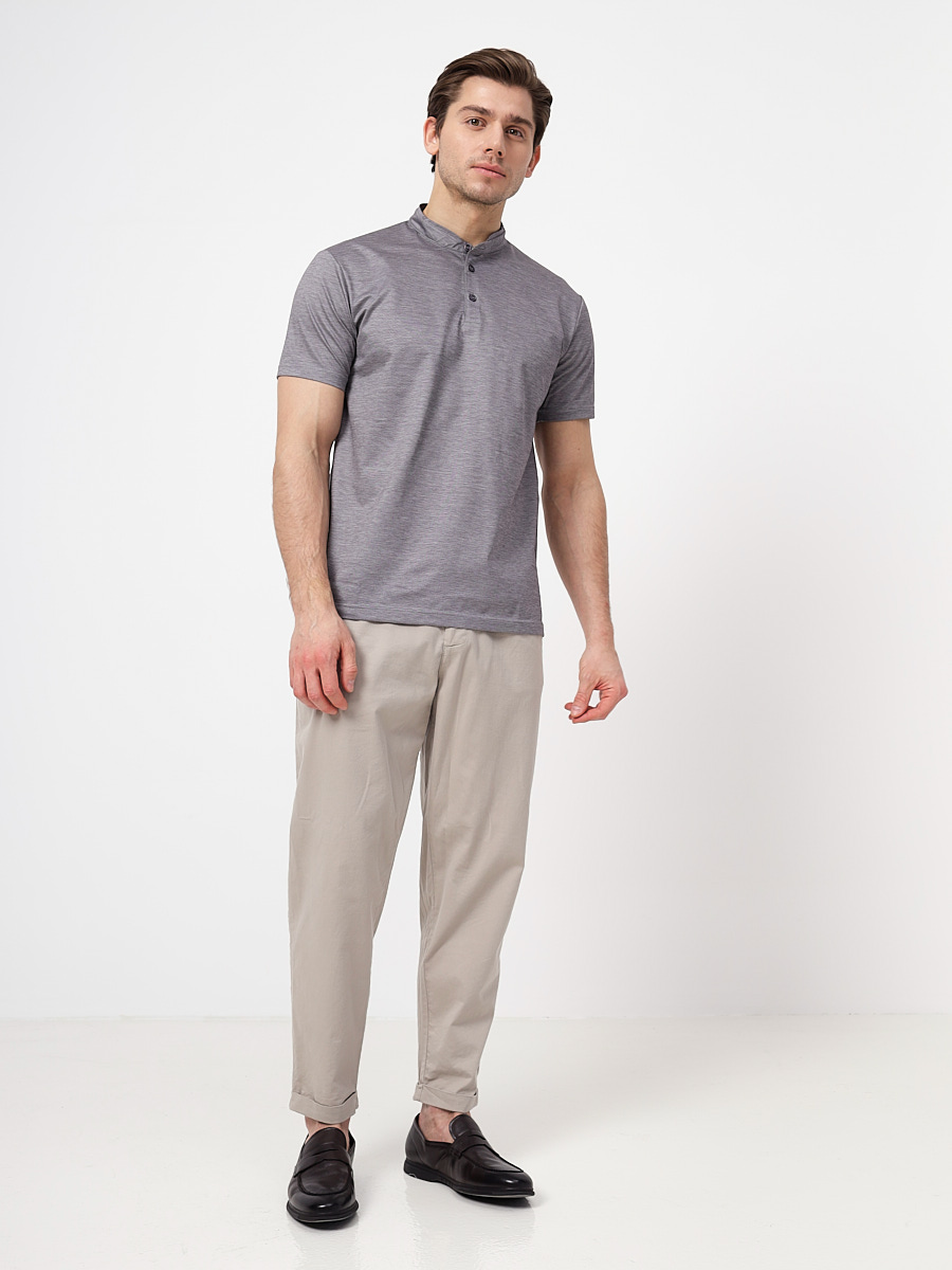 G154-PM12-LT1637 (серый) Джемпер мужской с воротником поло короткий рукав