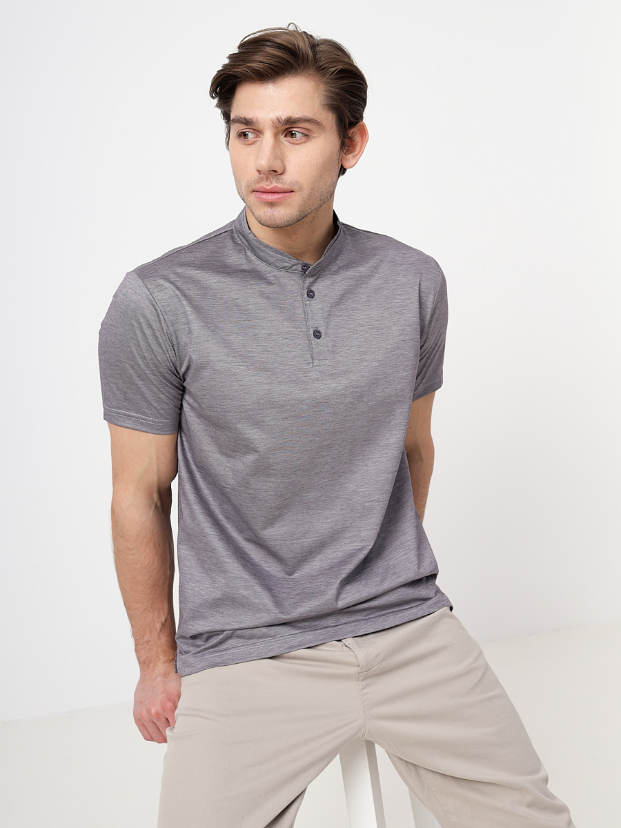 G154-PM12-LT1637 (серый) Джемпер мужской с воротником поло короткий рукав