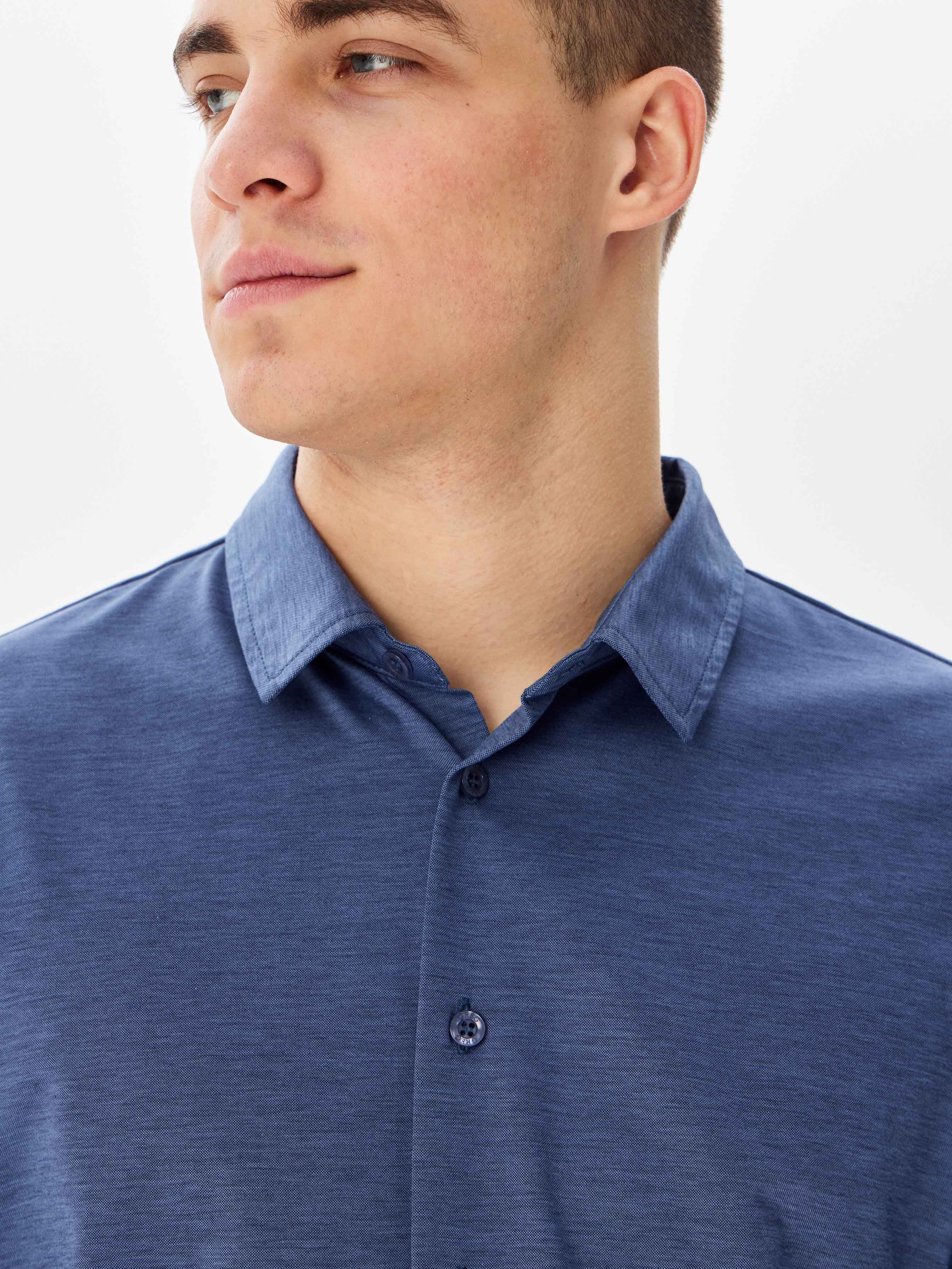 G143-PM-LT1631 (синий) Рубашка трикотажная мужская короткий рукав